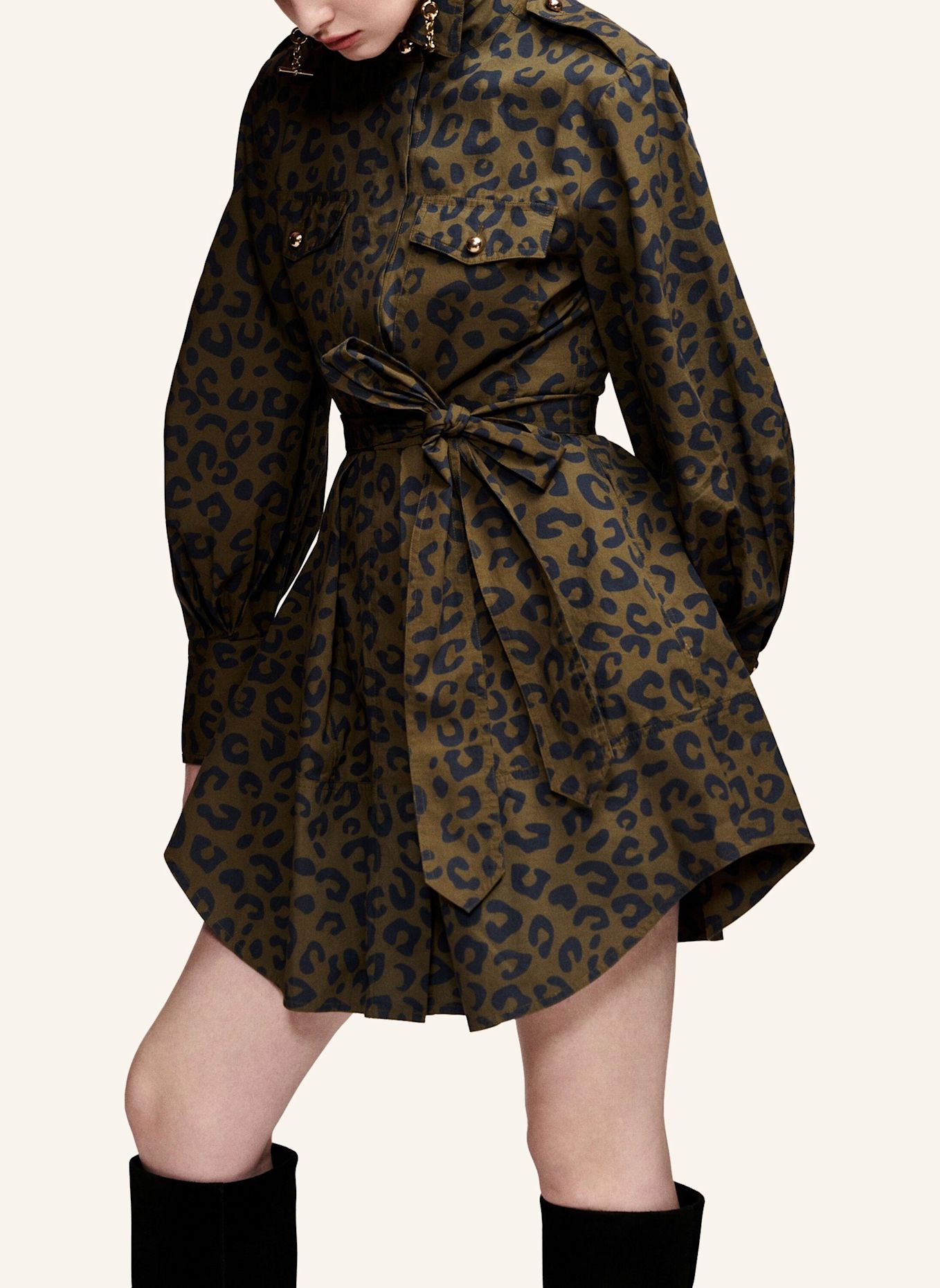 ESSENTIEL ANTWERP Kleid KETO: SCHWARZ / KHAKI