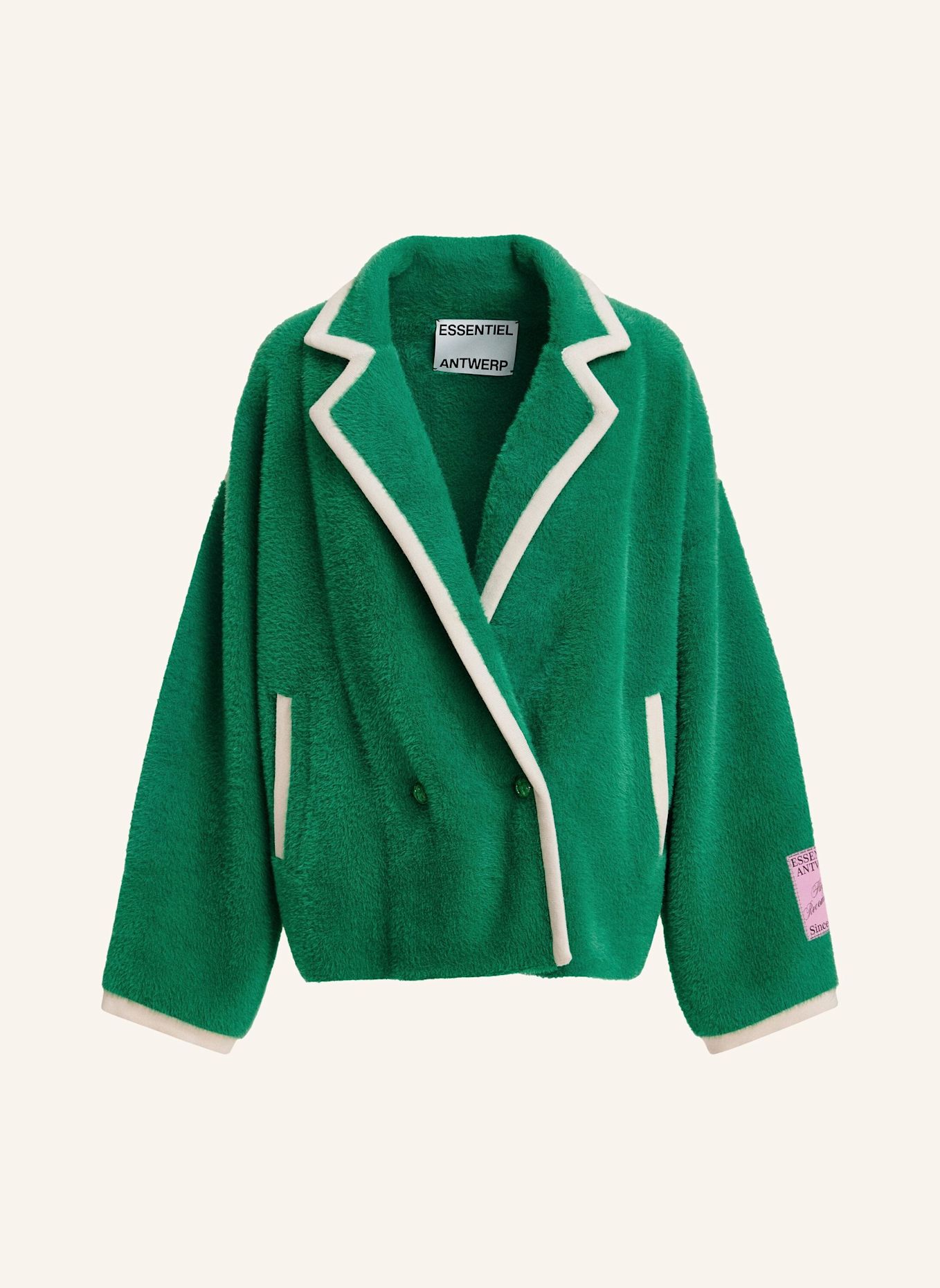 ESSENTIEL ANTWERP Strickjacke KUGAR: GRÜN / WEISS