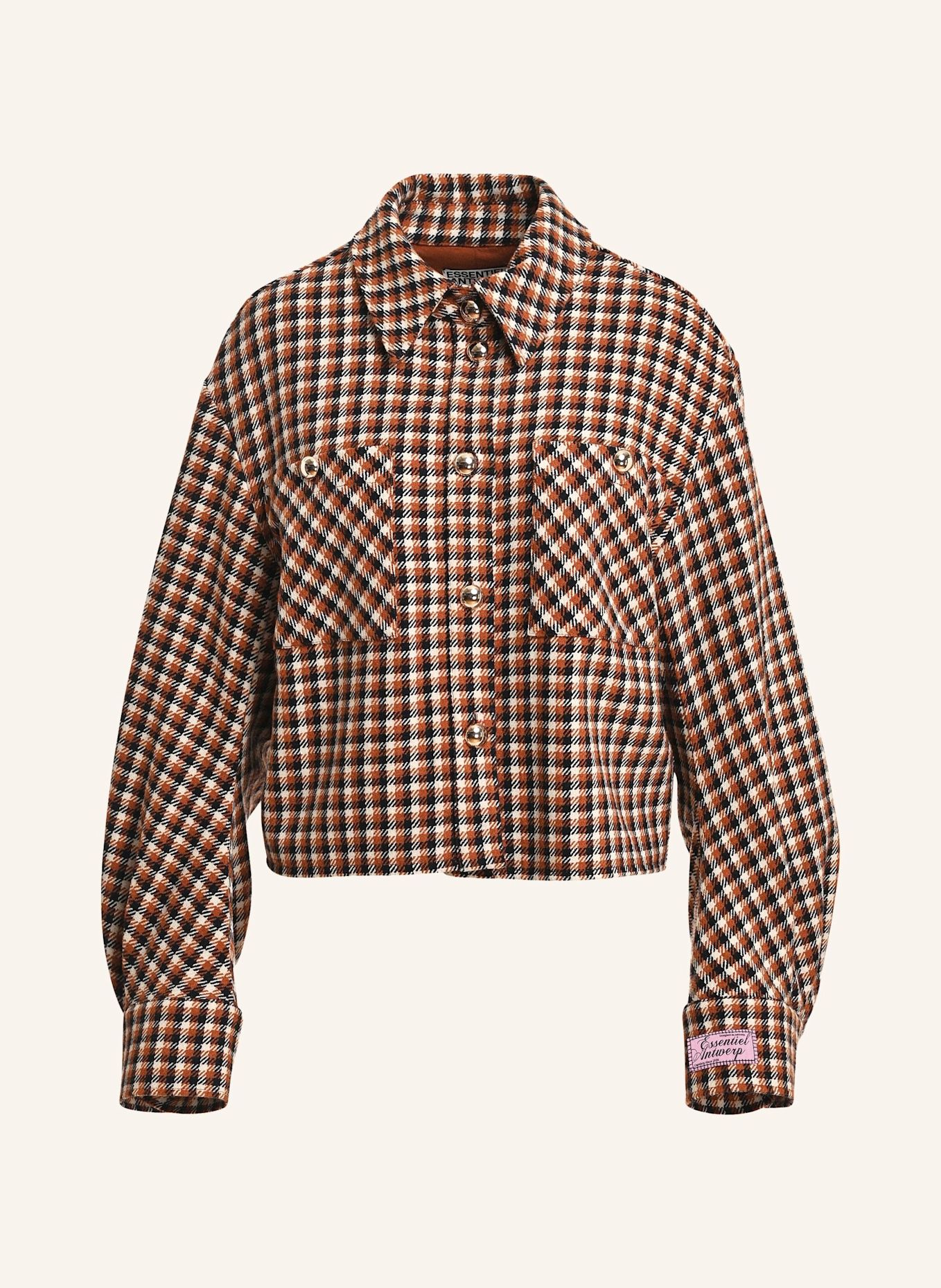 ESSENTIEL ANTWERP Overjacket KITTEN: ZWART / BRUIN / CRÈME