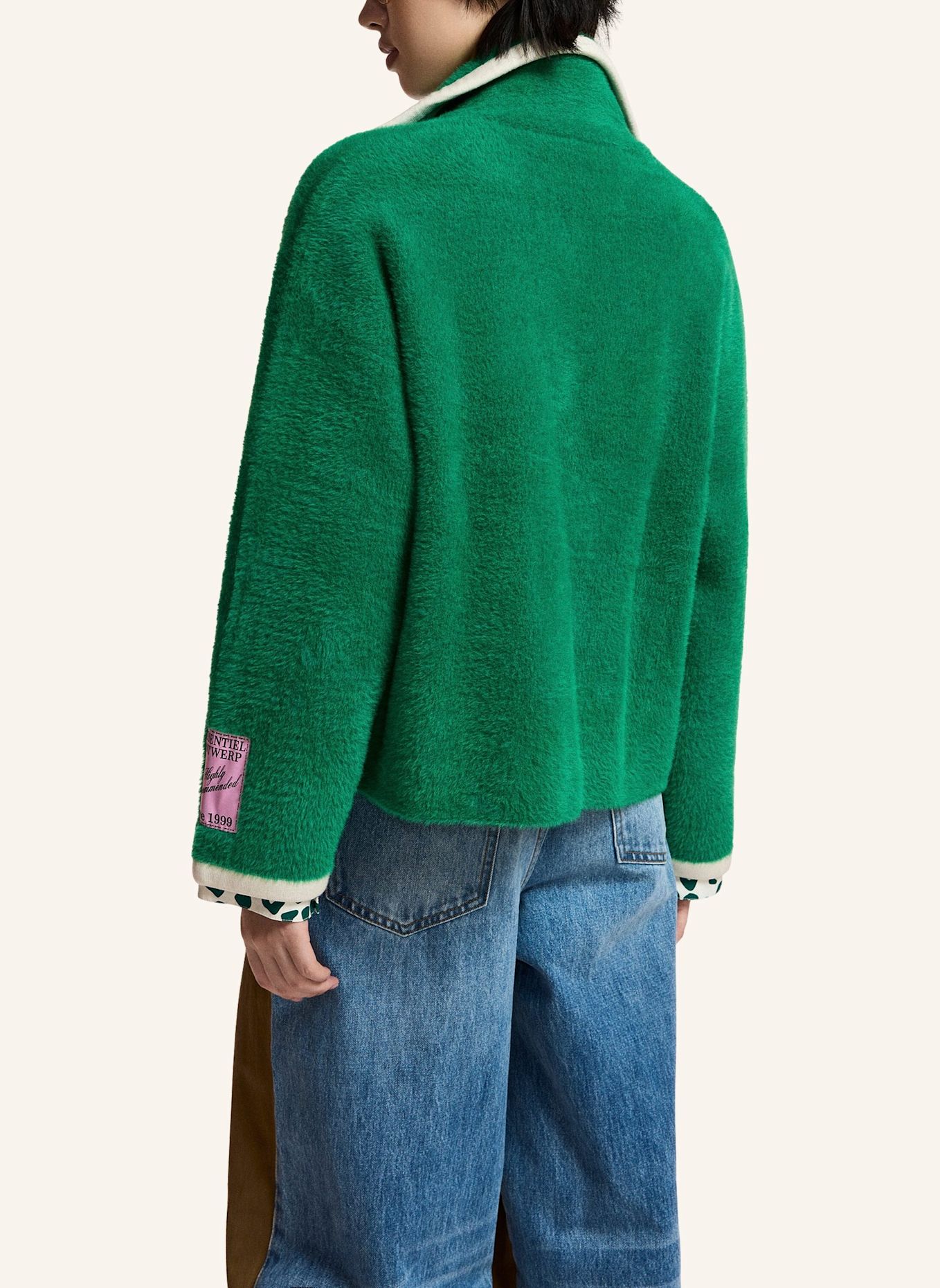 ESSENTIEL ANTWERP Strickjacke KUGAR: GRÜN / WEISS