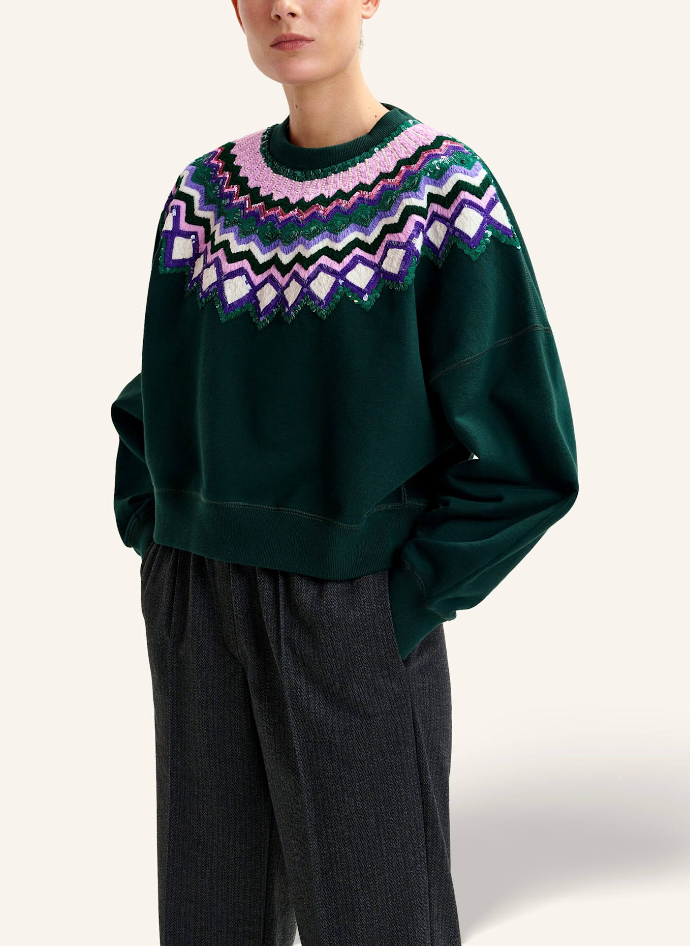 ESSENTIEL ANTWERP Sweatshirt ISSU: DUNKELGRÜN