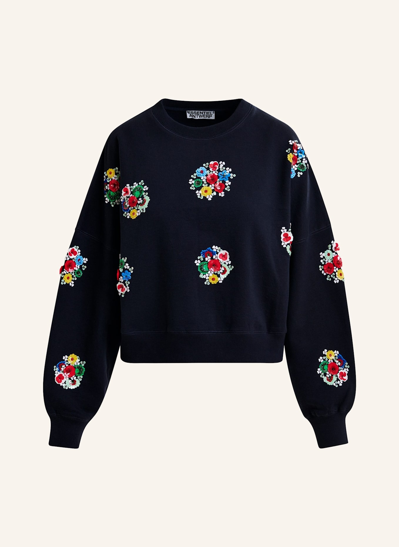 ESSENTIEL ANTWERP Sweatshirt ITRO mit Pailletten und Schmuckperlen: BLAU