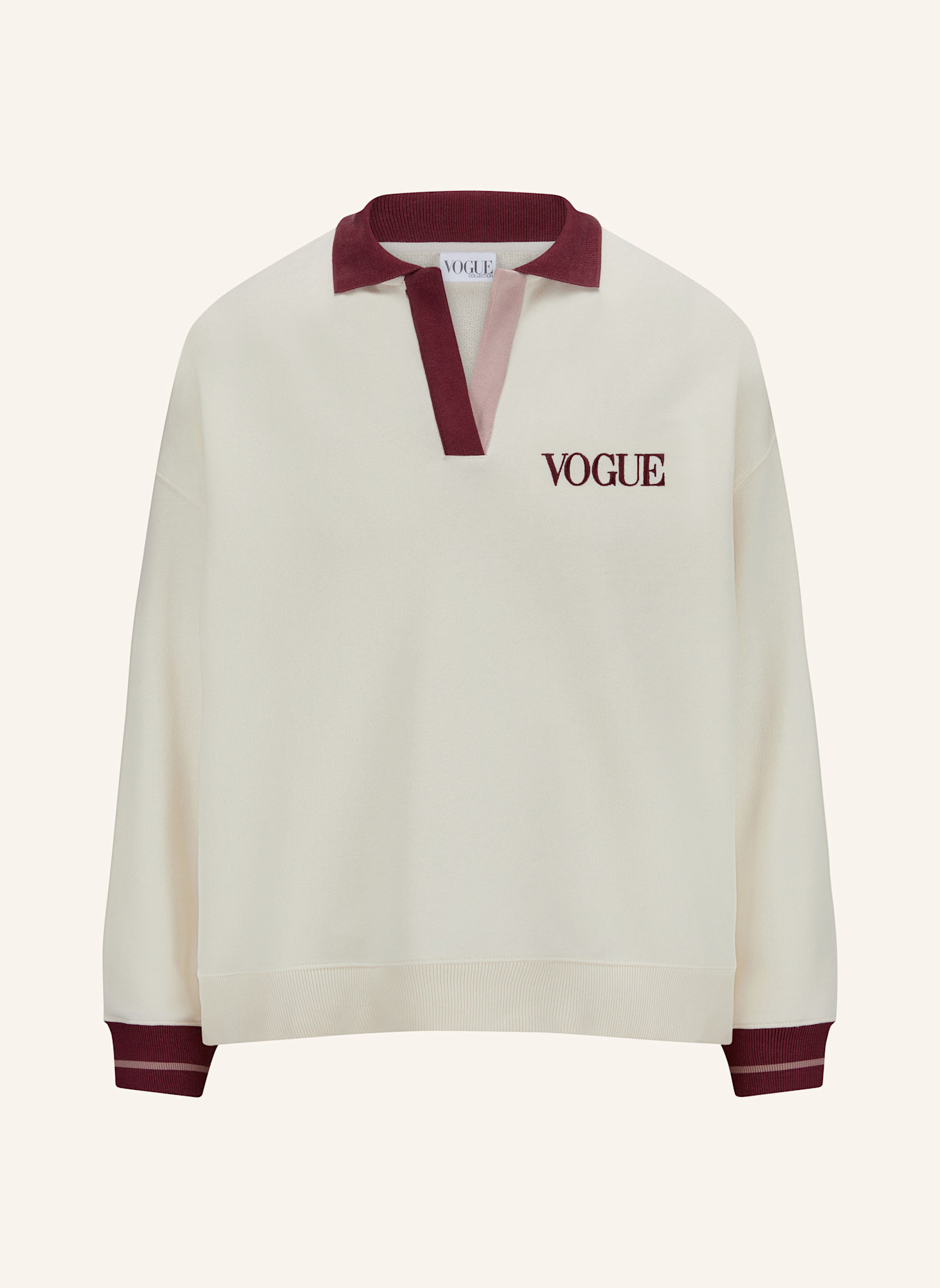 VOGUE COLLECTION Sweatshirt: BEIGE/ DUNKELROT