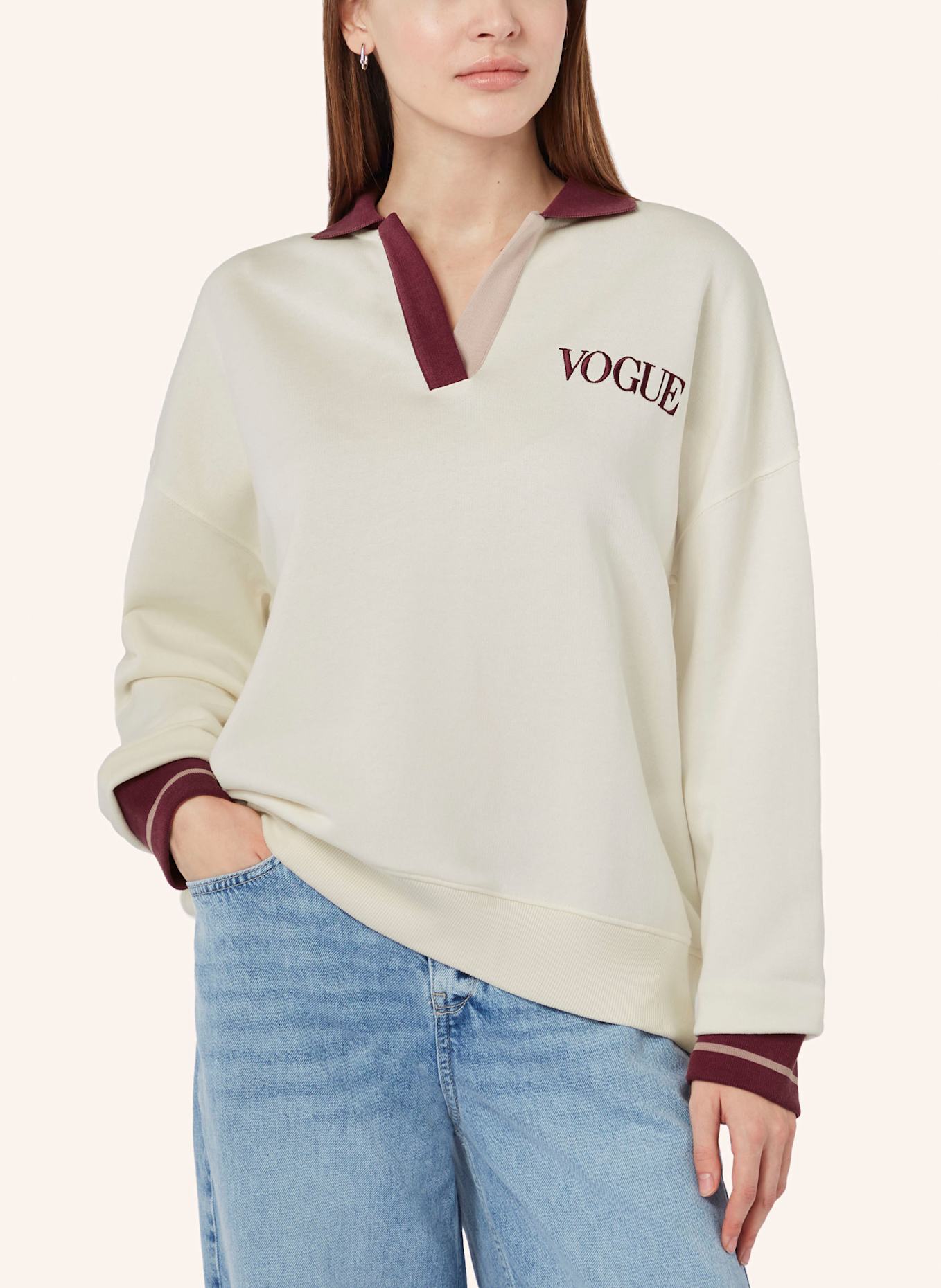 VOGUE COLLECTION Sweatshirt: BEIGE/ DUNKELROT