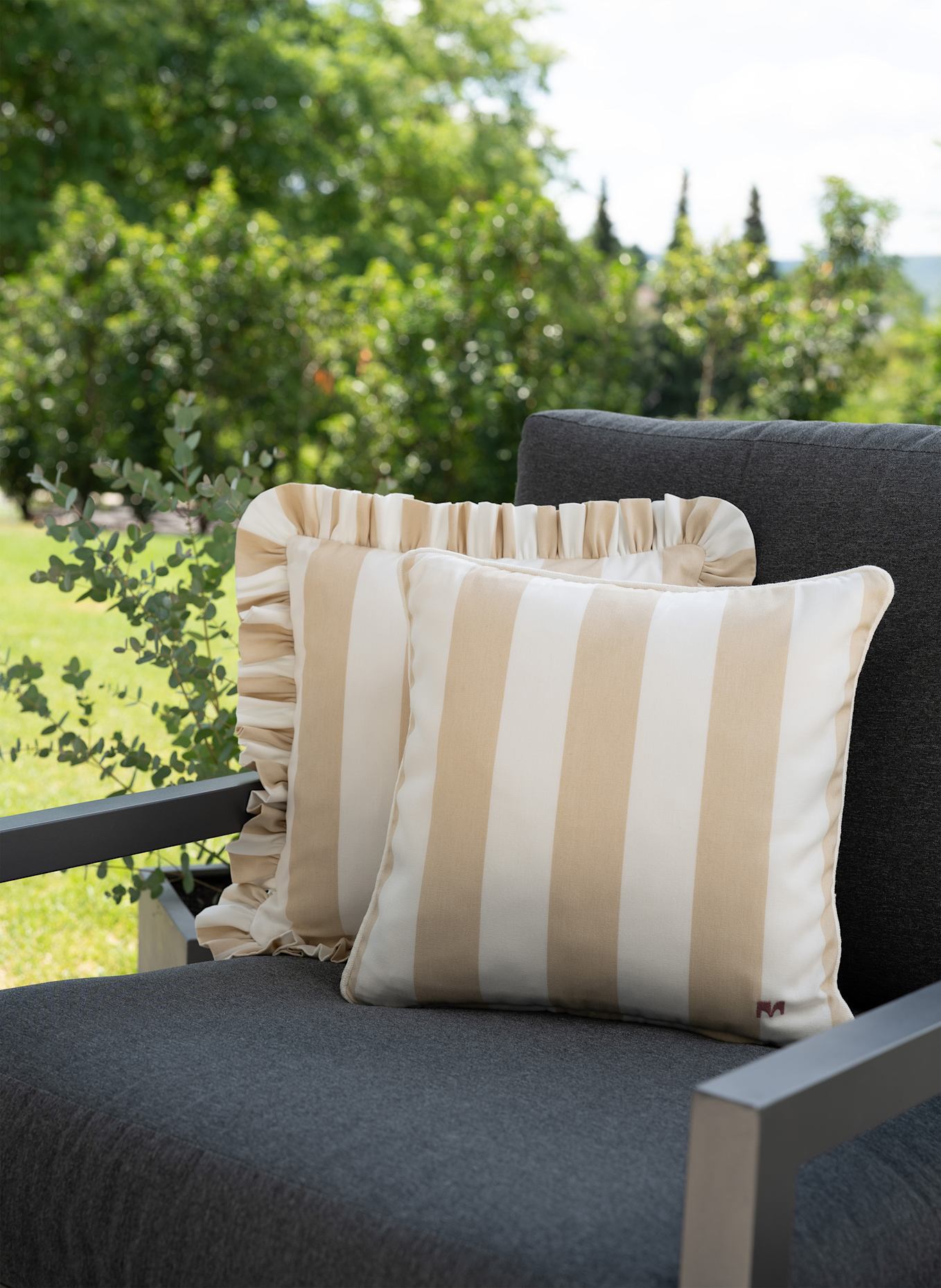 another mondaen Dekokissen WILLE OUTDOOR CLASSIC STREIFENKISSEN: BEIGE