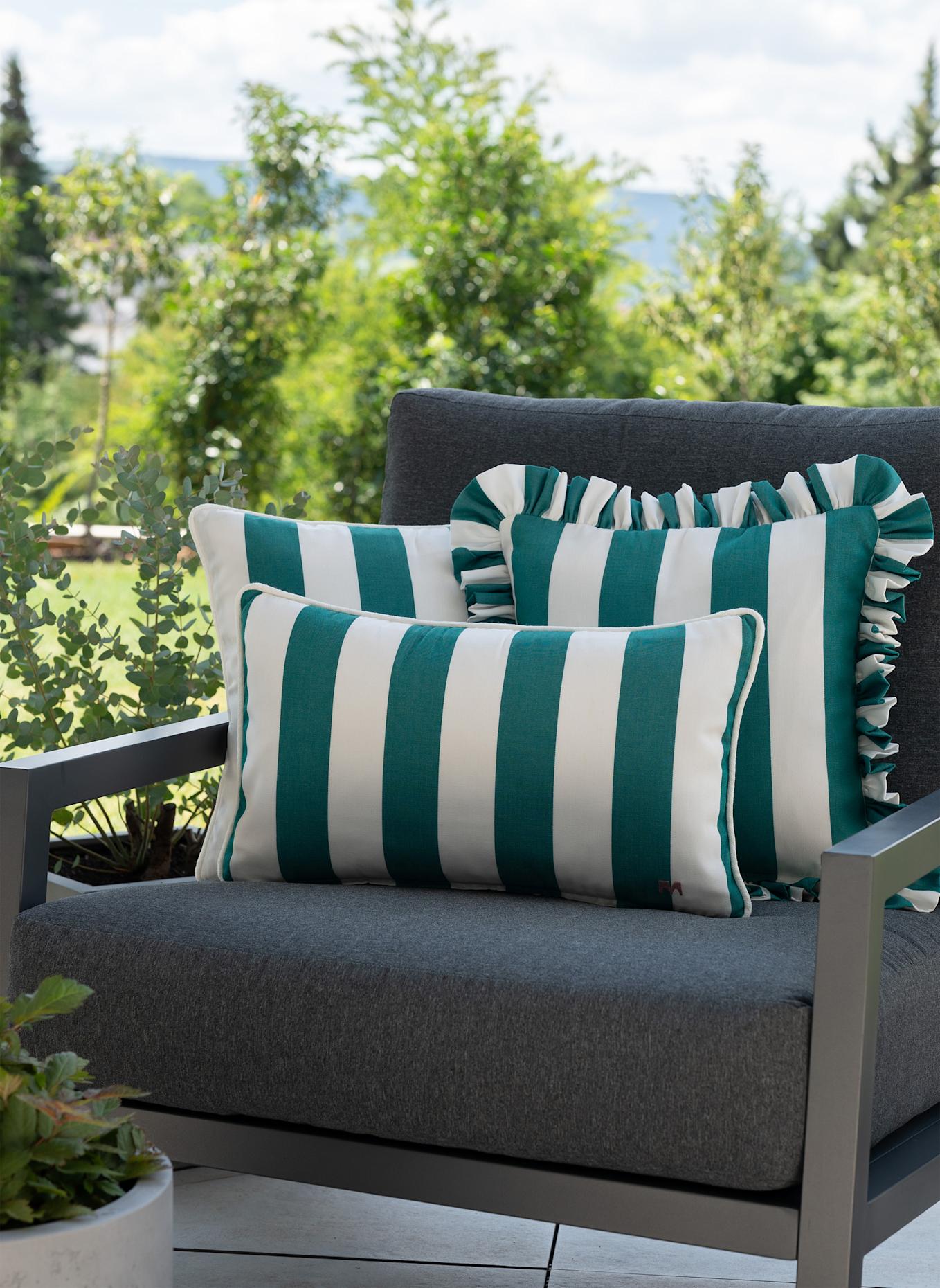 another mondaen Dekokissen ERICH OUTDOOR CLASSIC STREIFENKISSEN: DUNKELGRÜN