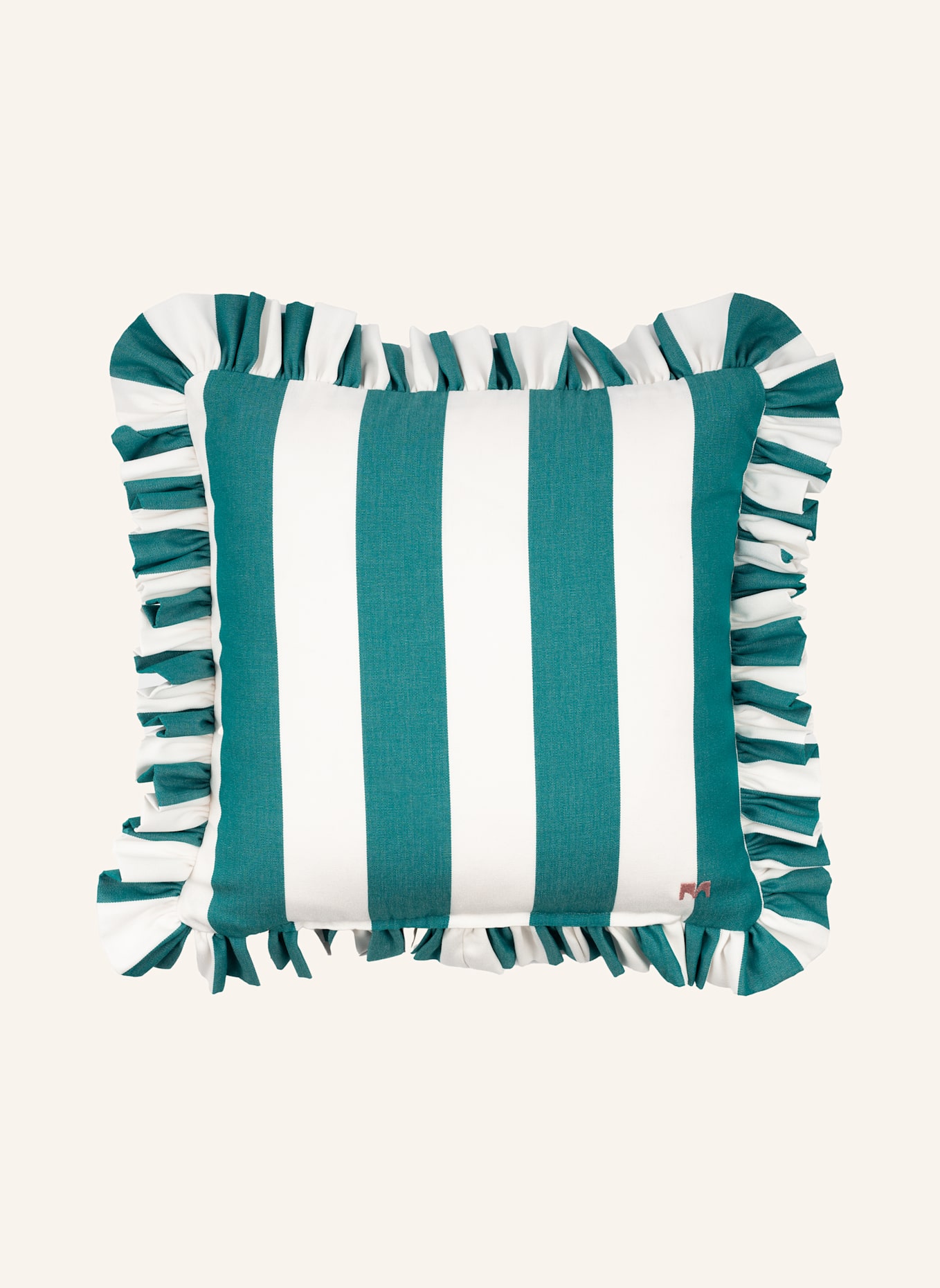 another mondaen Dekokissen WILLE OUTDOOR RÜSCHEN STREIFENKISSEN: DUNKELGRÜN