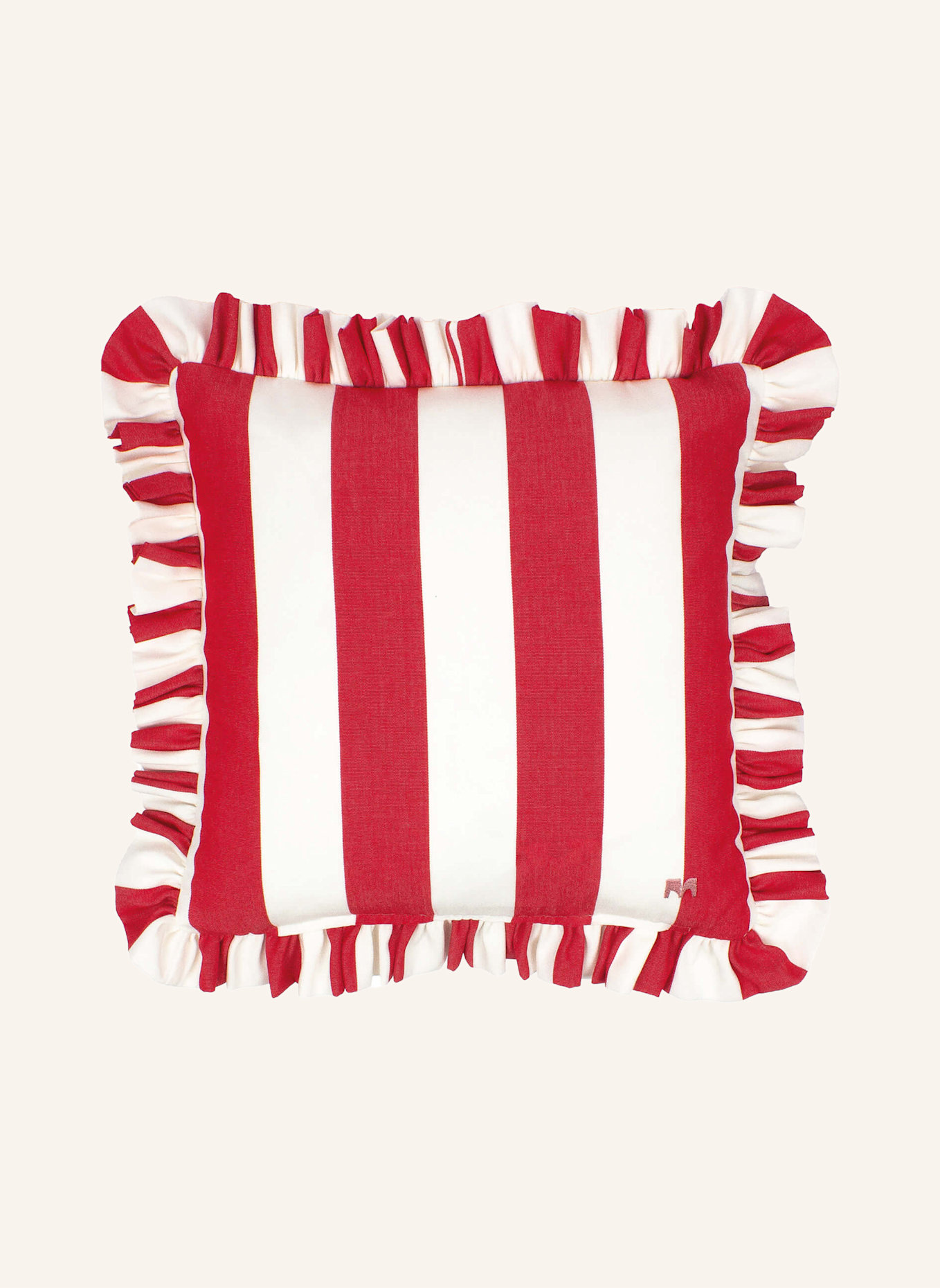 another mondaen Dekokissen WILLE OUTDOOR RÜSCHEN STREIFENKISSEN: ROT