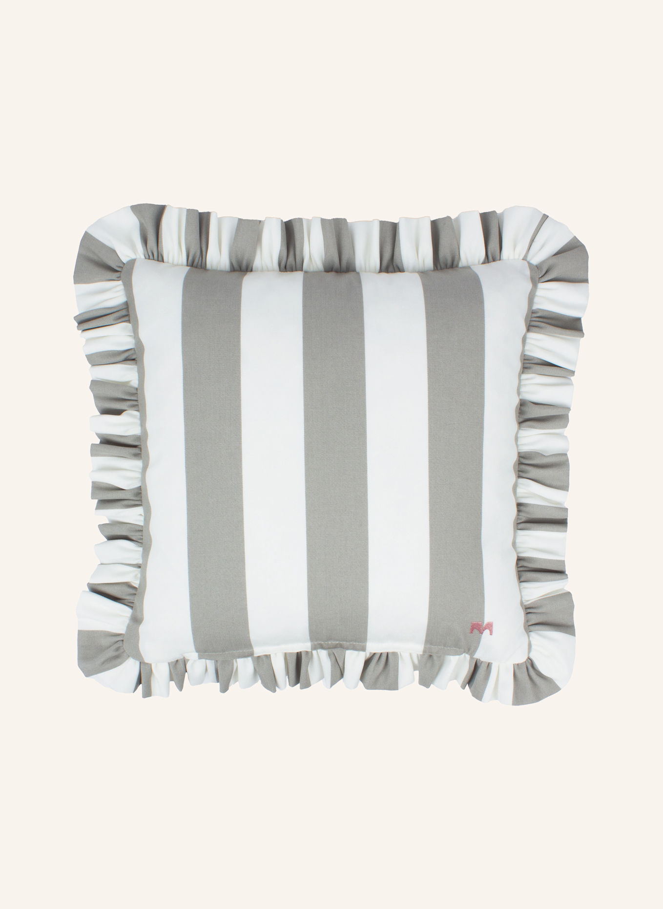 another mondaen Dekokissen WILLE OUTDOOR RÜSCHEN STREIFENKISSEN: GRAU