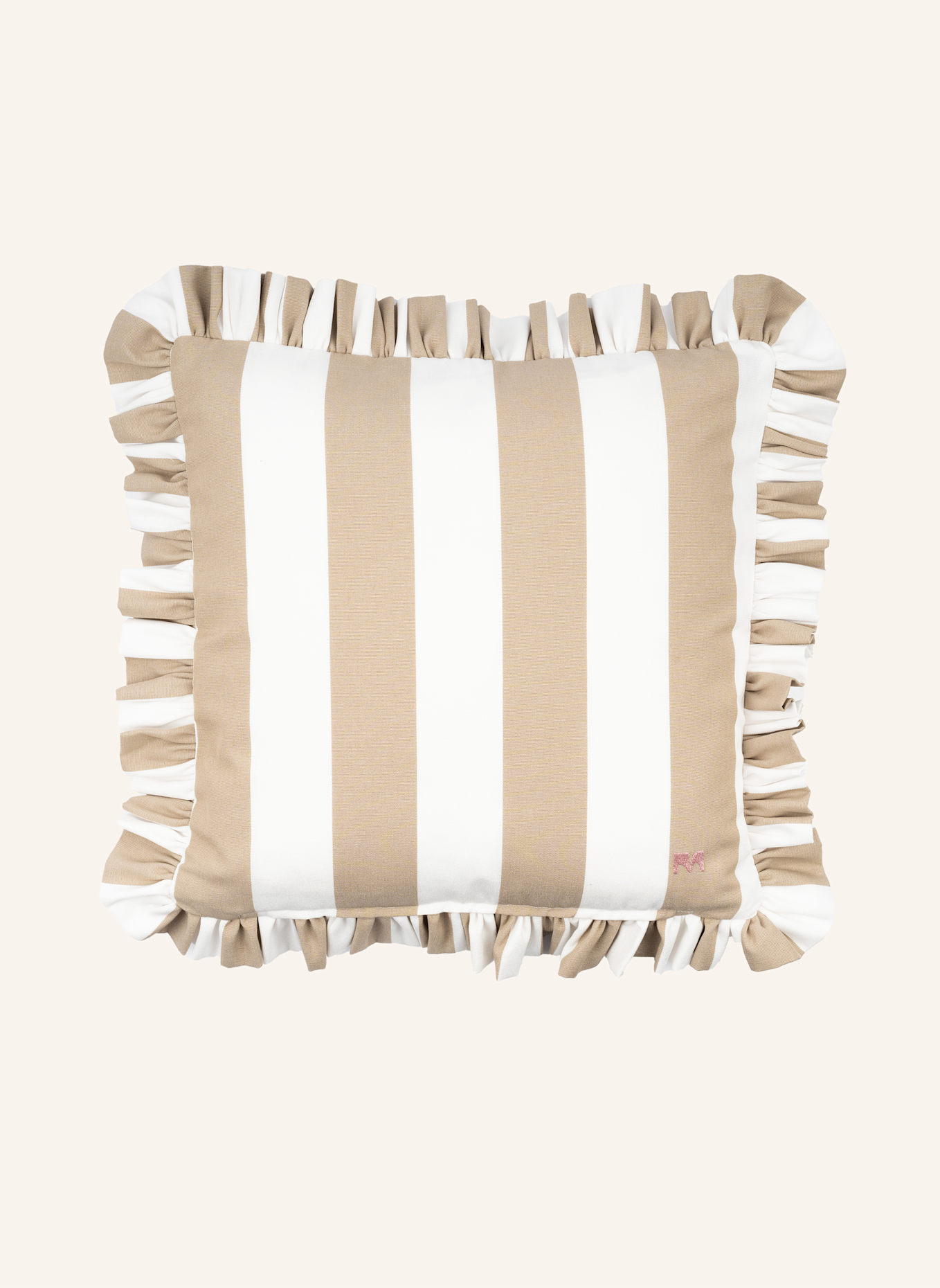 another mondaen Dekokissen WILLE OUTDOOR RÜSCHEN STREIFENKISSEN: TAUPE
