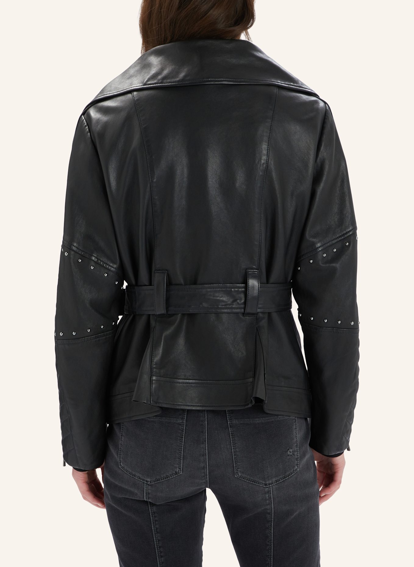 HIGH Lederjacke TOMMY mit Nieten: SCHWARZ