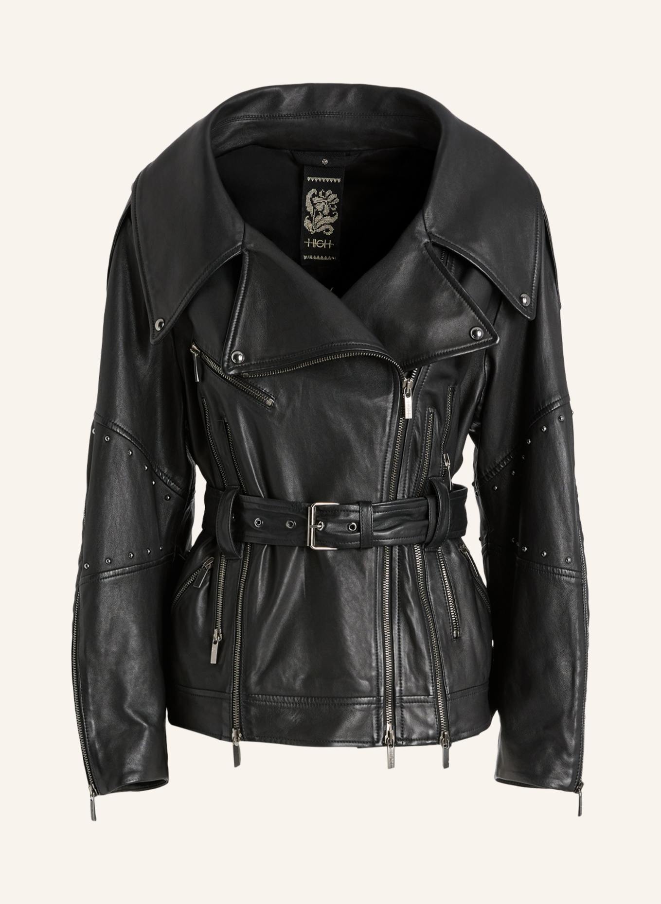HIGH Lederjacke TOMMY mit Nieten: SCHWARZ