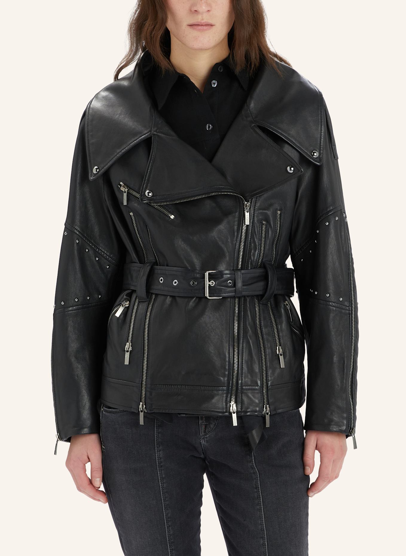 HIGH Lederjacke TOMMY mit Nieten: SCHWARZ