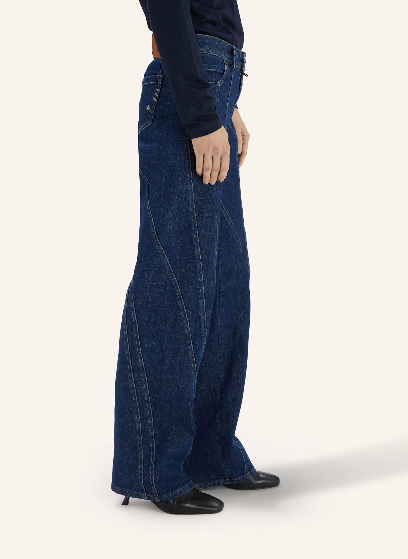 HIGH Wide Leg Jeans SLICES: DUNKELBLAUE