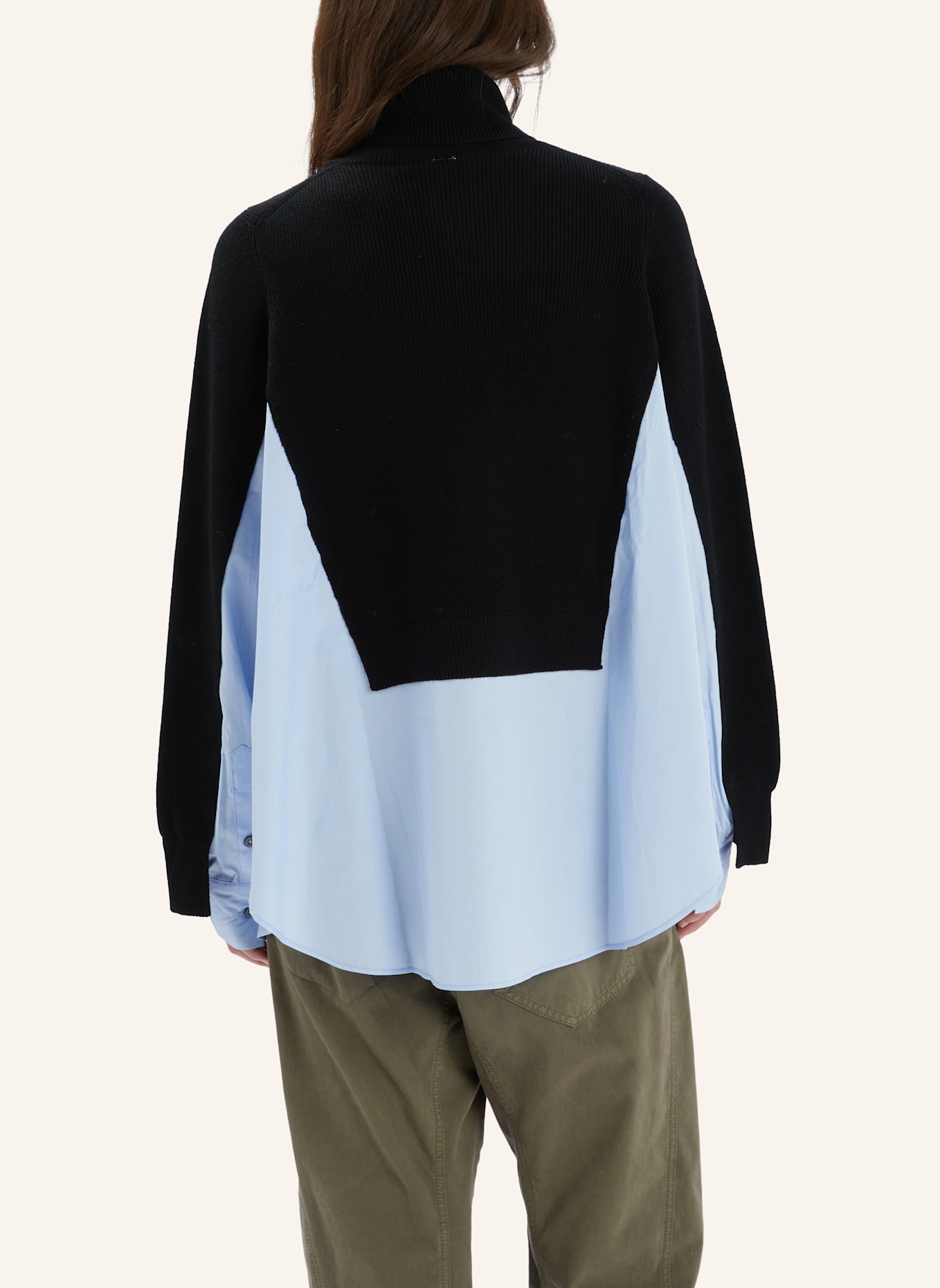 HIGH Rollkragenpullover HEART-BIT im Materialmix: BLAU