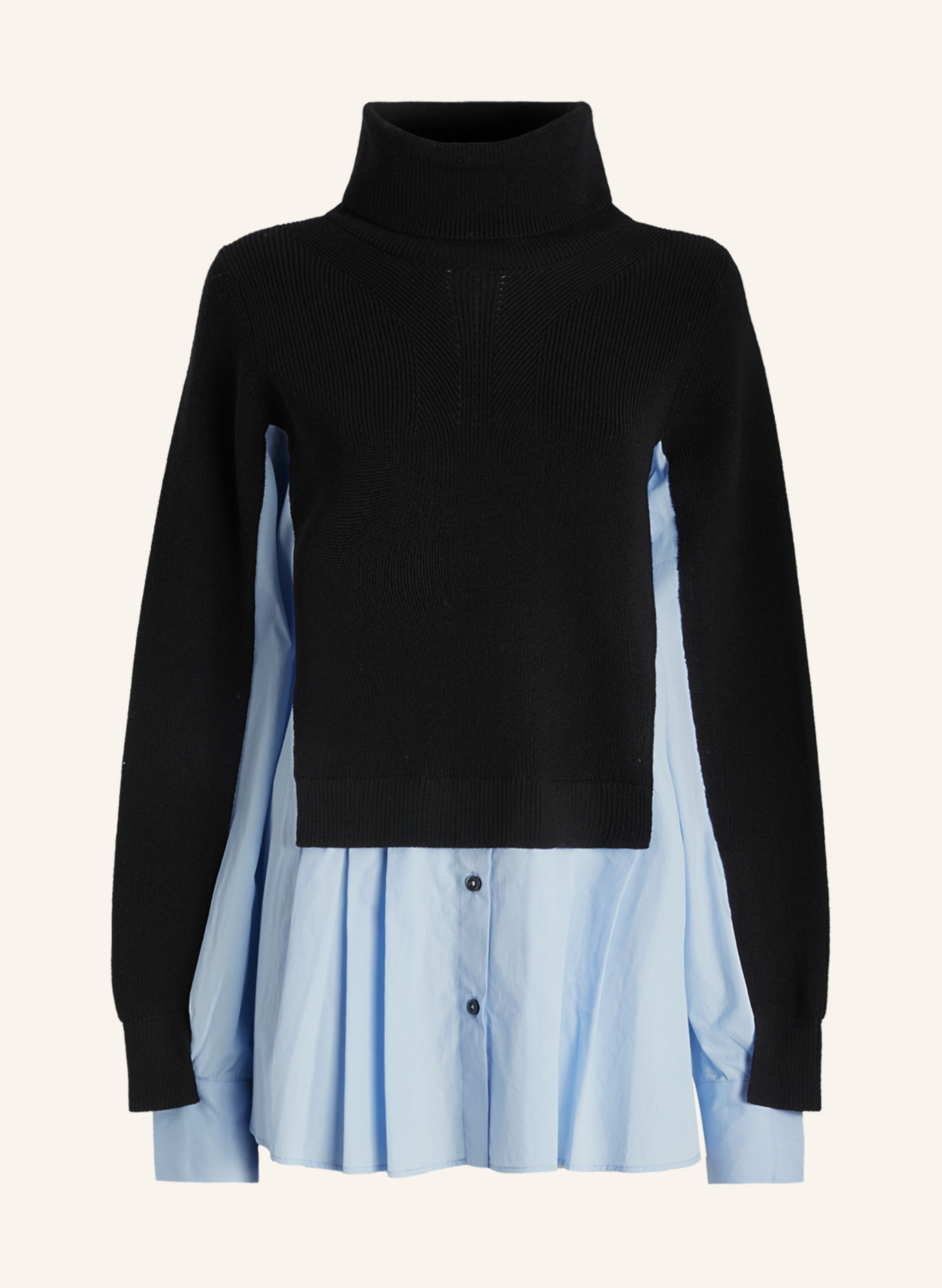 HIGH Rollkragenpullover HEART-BIT im Materialmix: BLAU