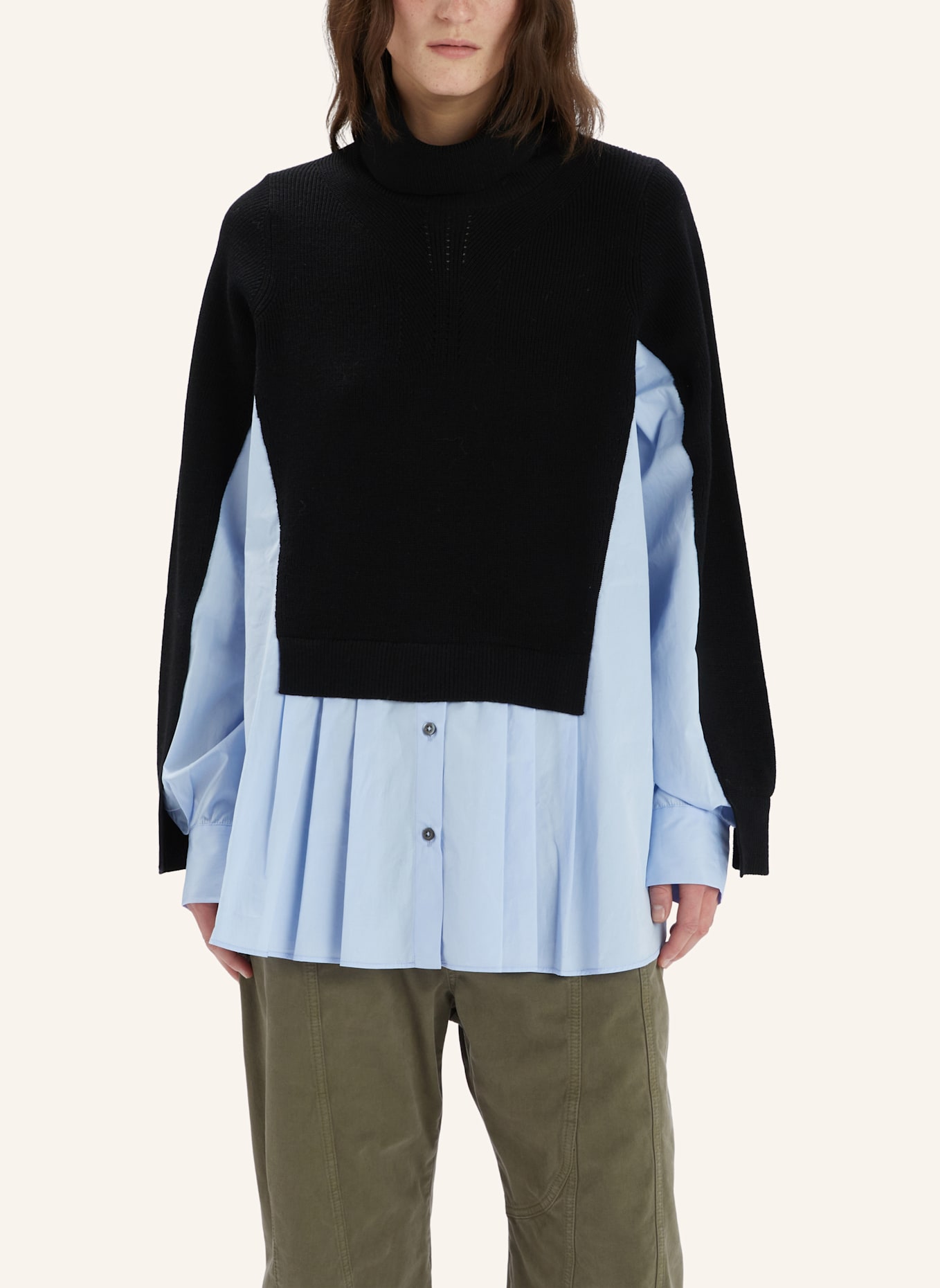 HIGH Rollkragenpullover HEART-BIT im Materialmix: BLAU