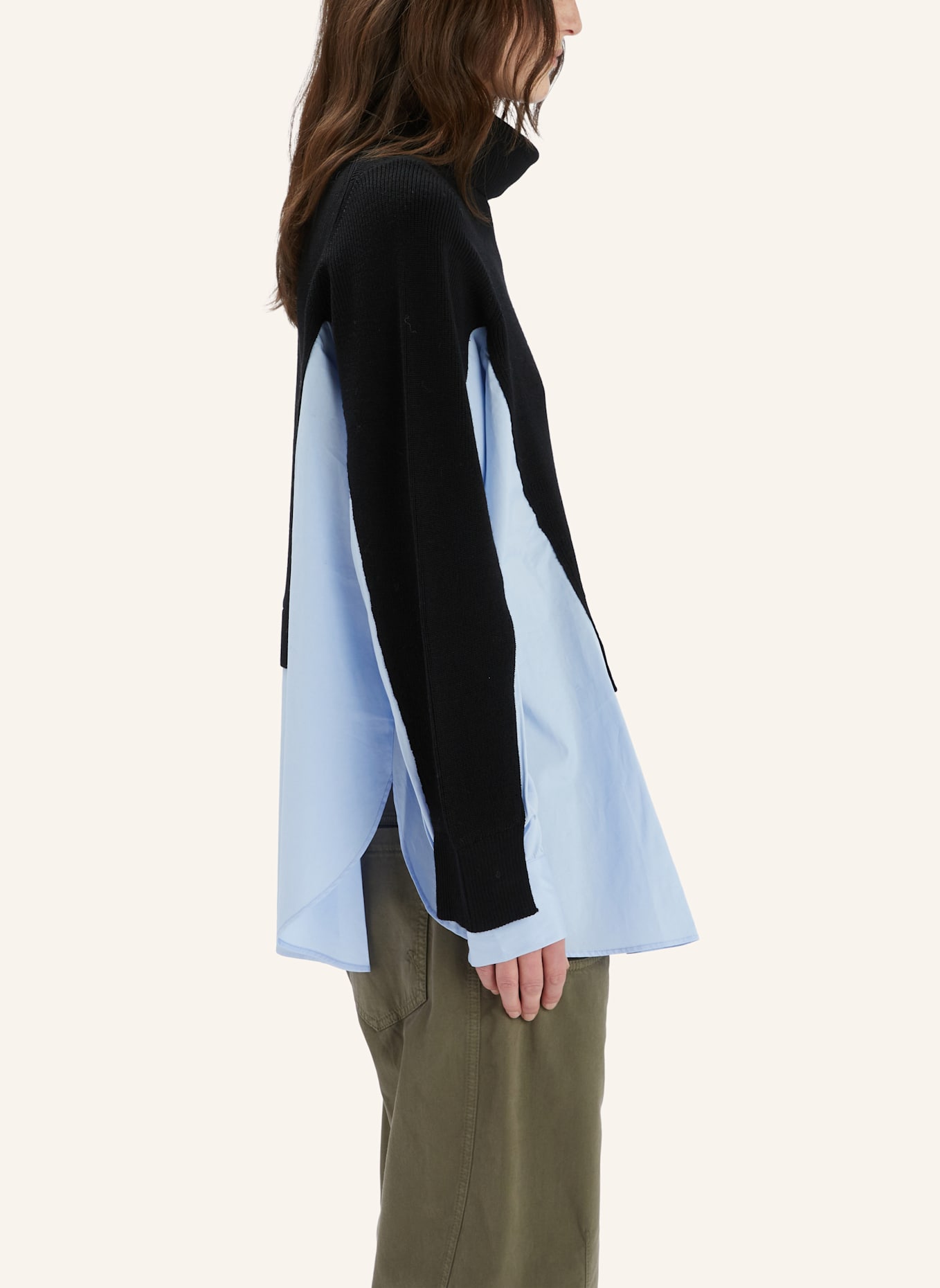 HIGH Rollkragenpullover HEART-BIT im Materialmix: BLAU