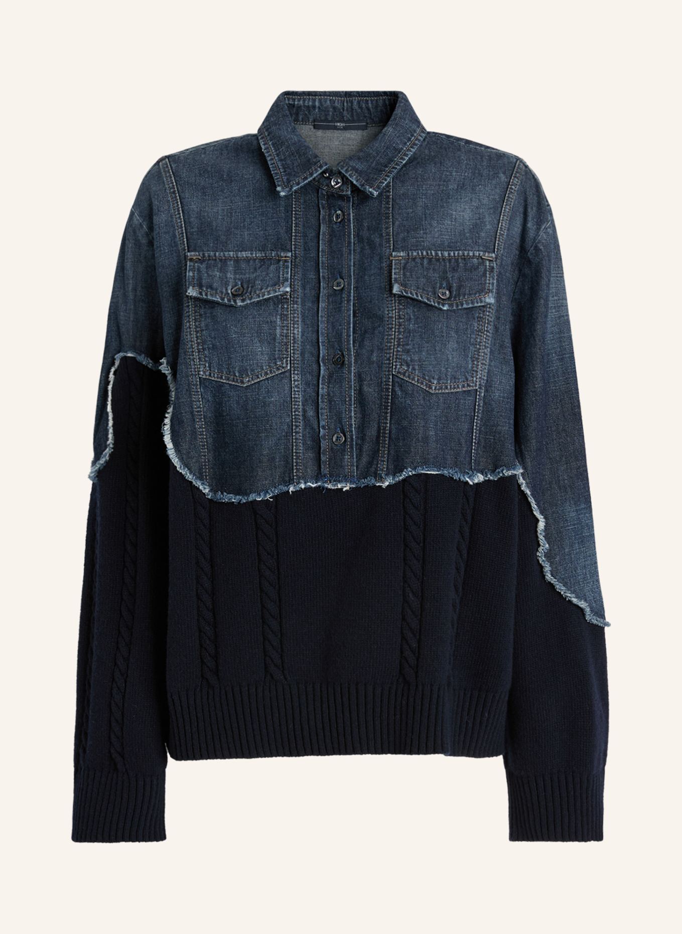 HIGH Pullover SAMPLER im Materialmix: BLAU