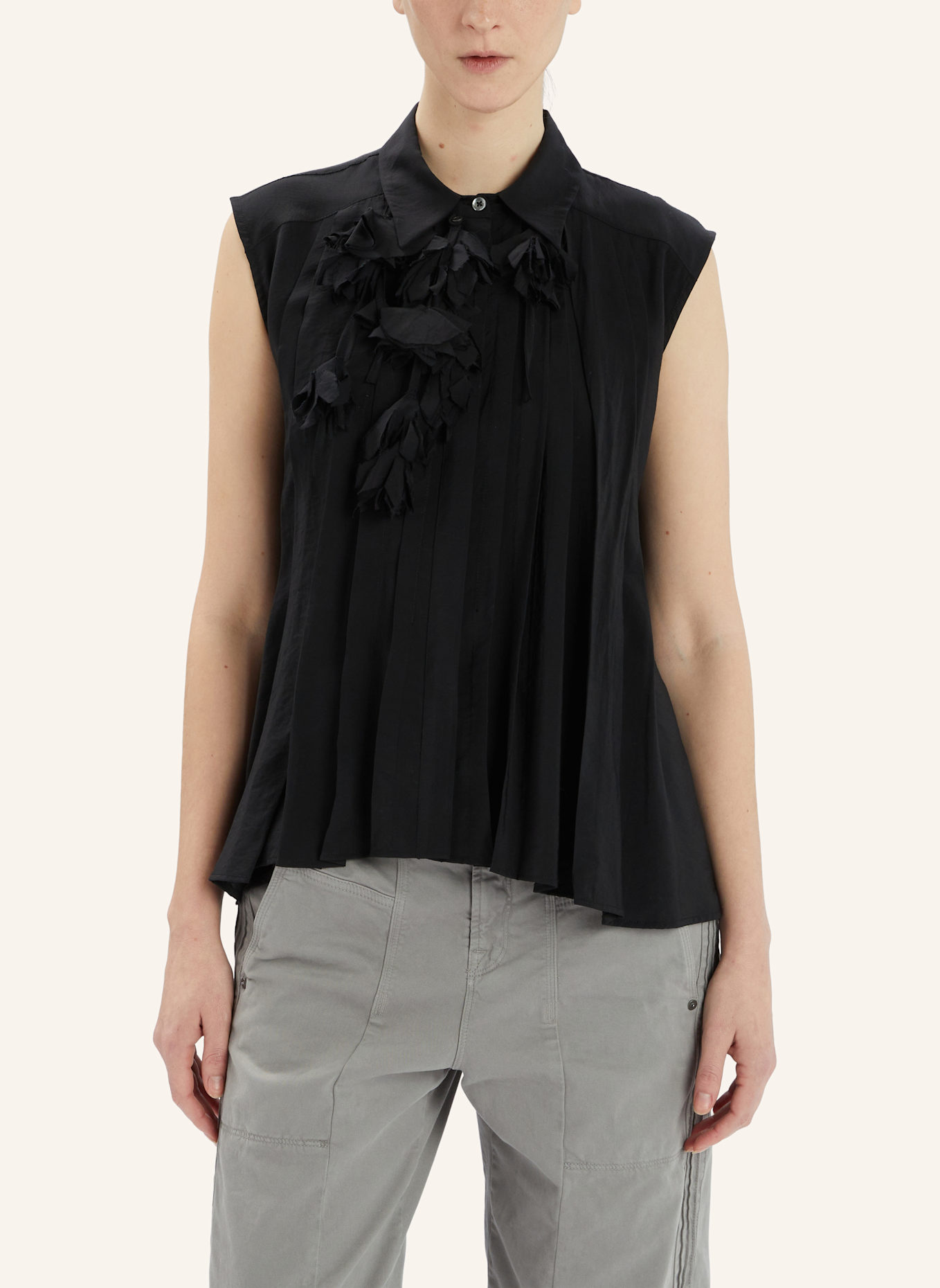 HIGH Blusentop DOODLE: SCHWARZ