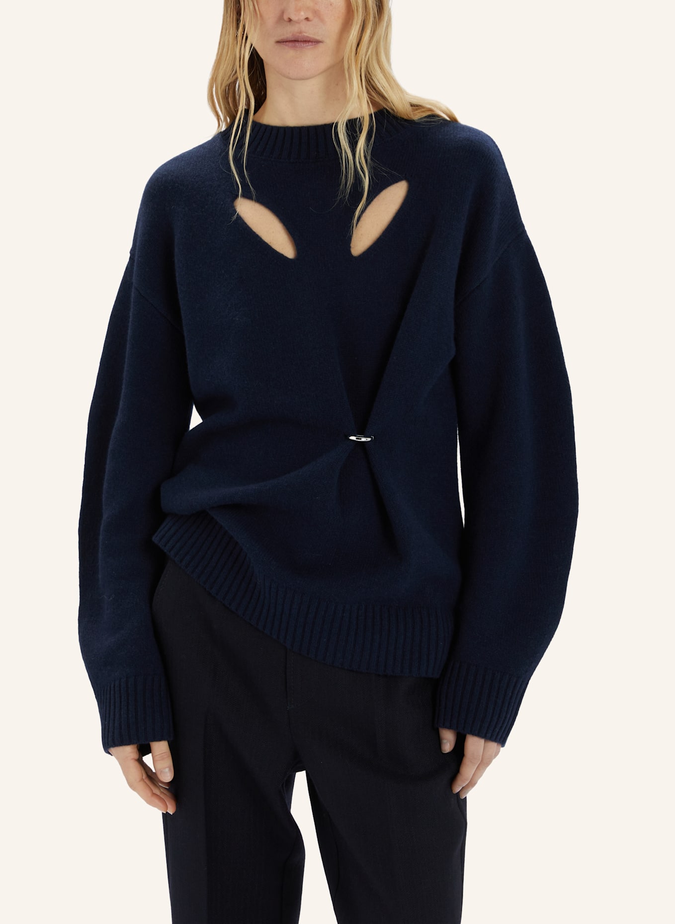 HIGH Pullover FOND mit Cashmere und Cut-outs: BLAU