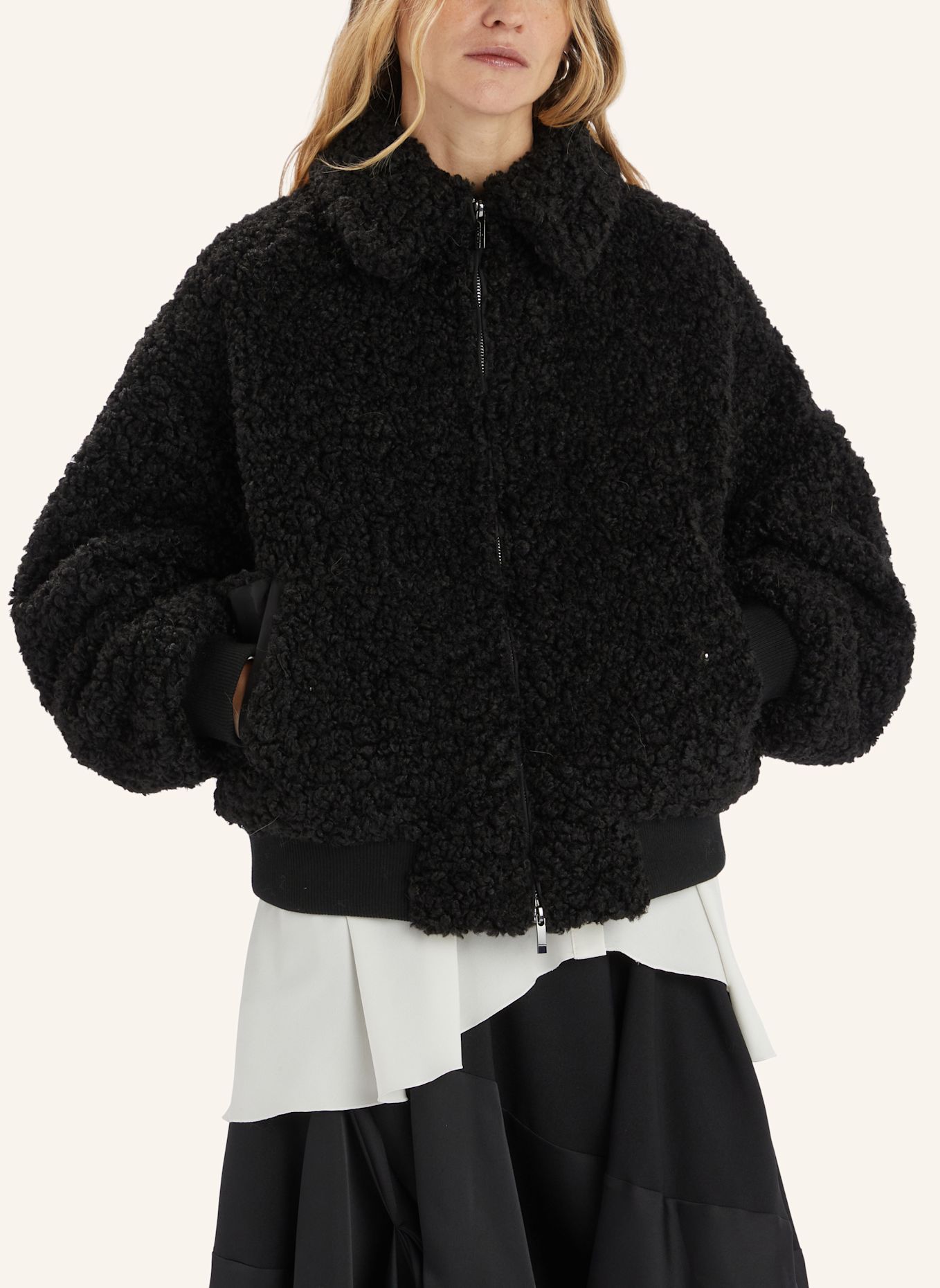 HIGH Bouclé-Jacke RULER: SCHWARZ