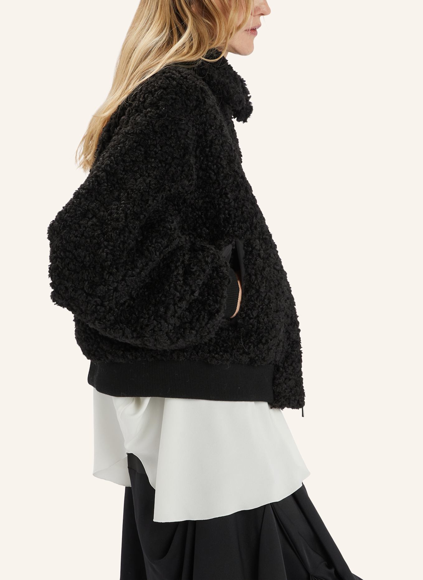 HIGH Bouclé-Jacke RULER: SCHWARZ