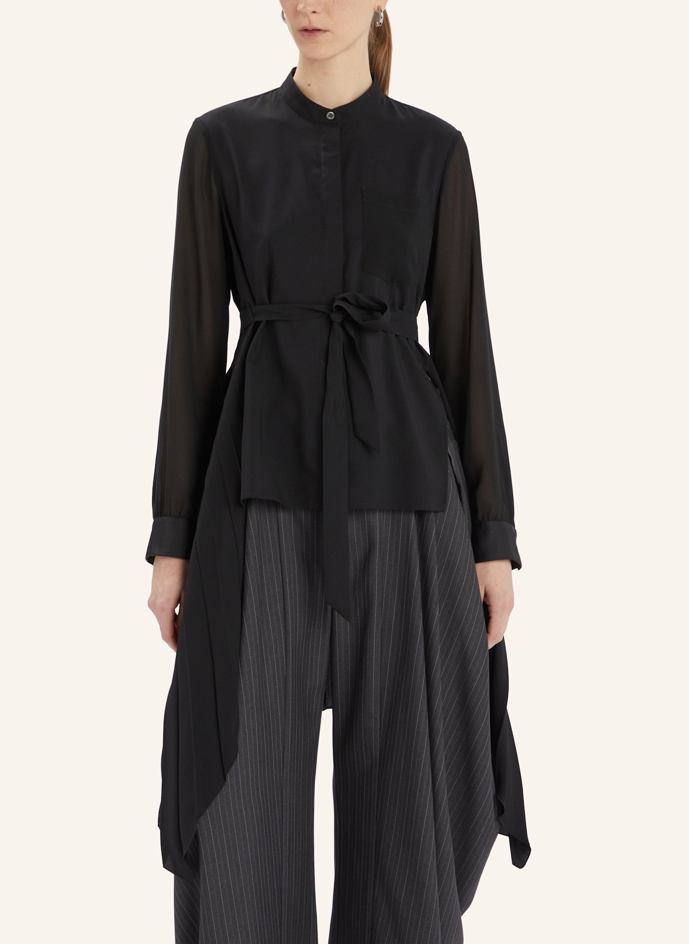 HIGH Blusenshirt SONNET mit Plissees: SCHWARZ