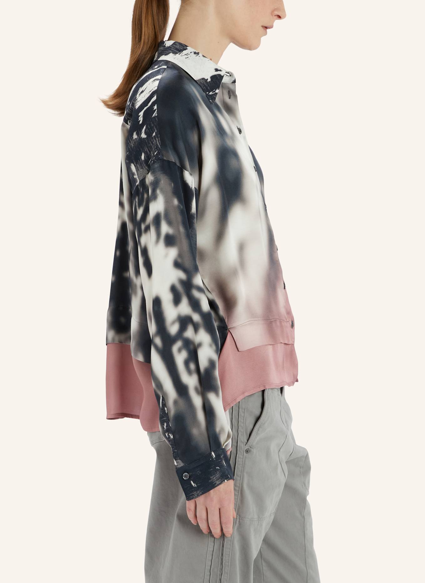 HIGH Hemdbluse O-ZONE: GRAU/ WEISS