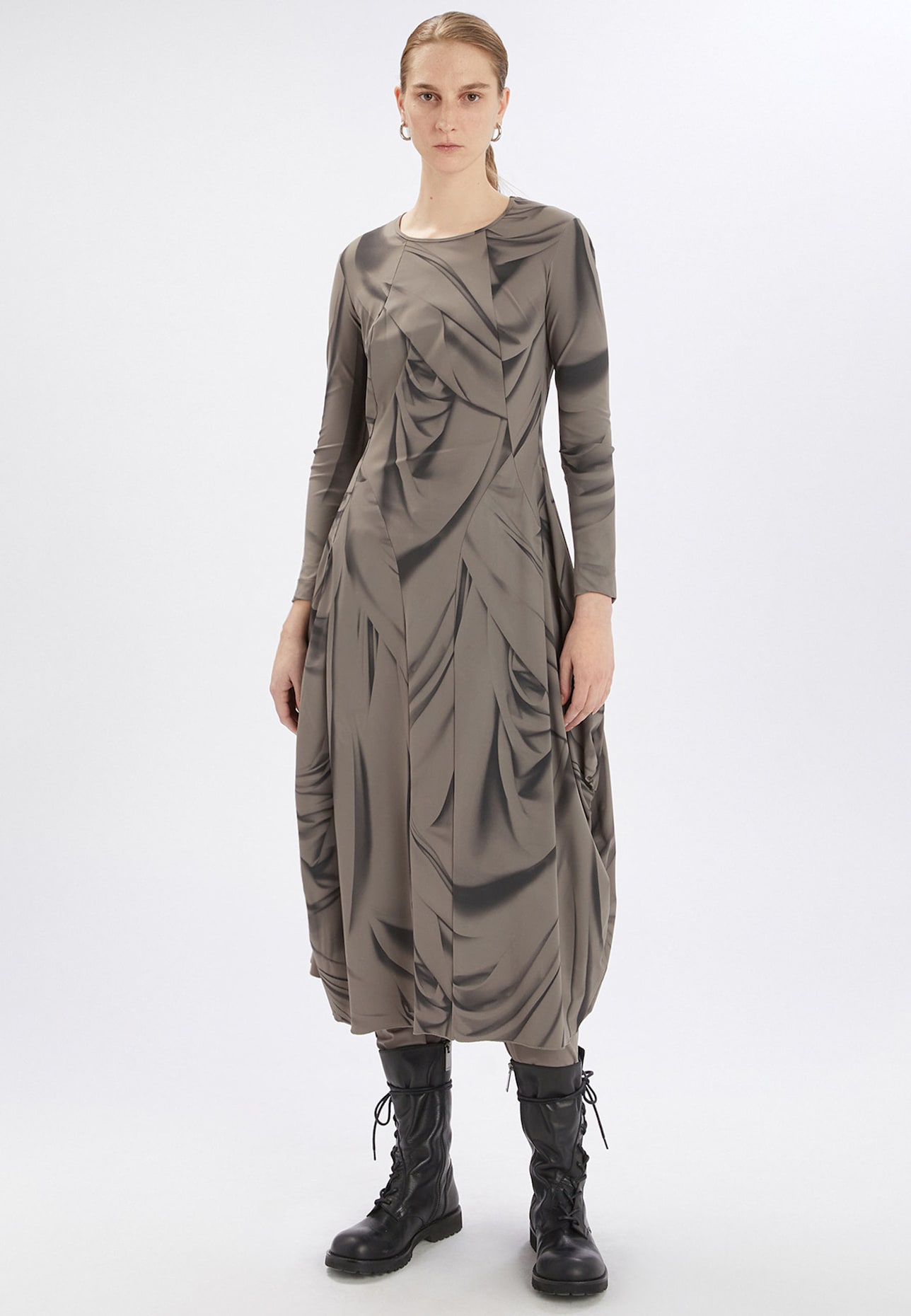 HIGH Jerseykleid AT-LENGTH: BEIGE