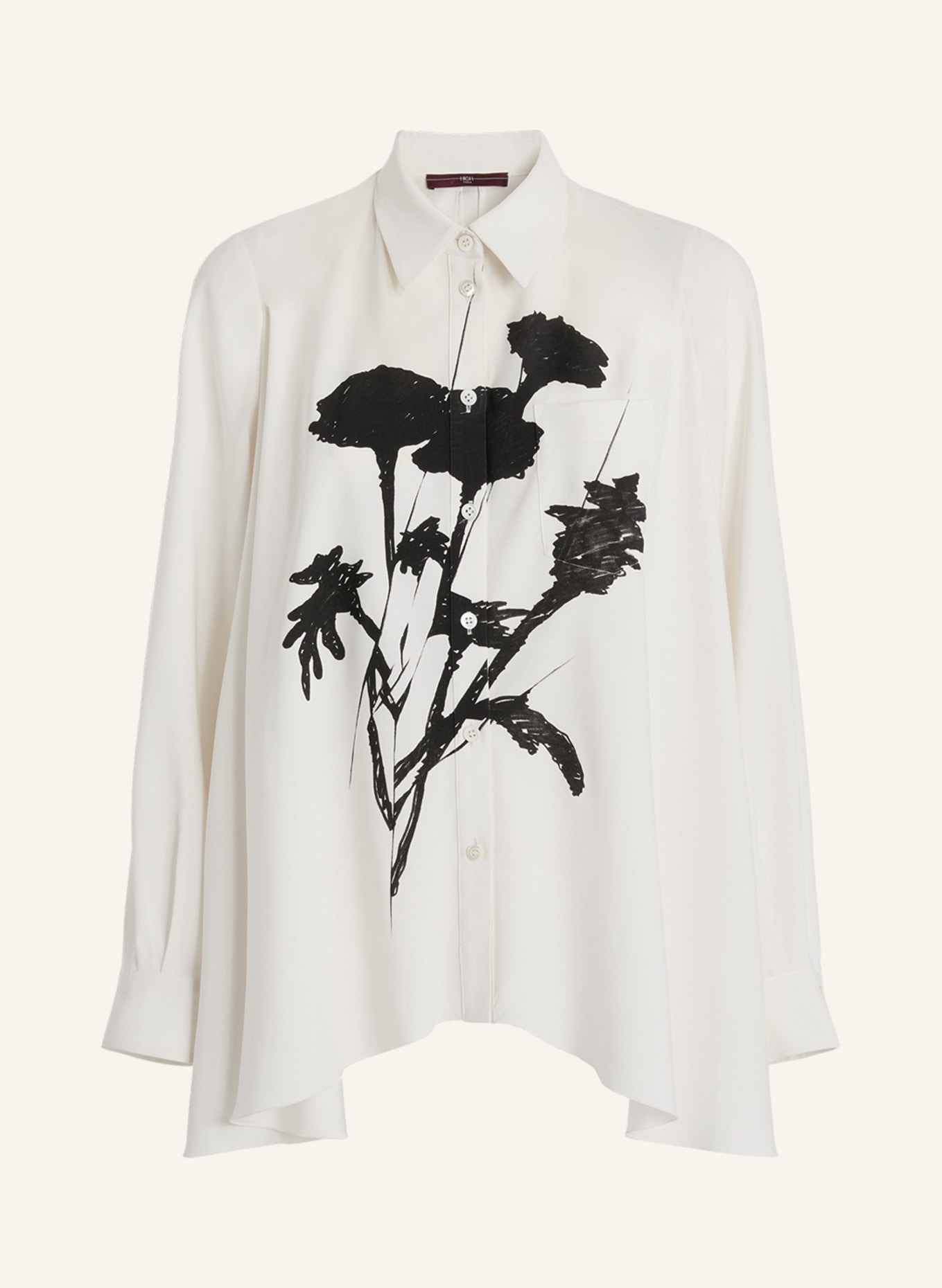 HIGH Hemdbluse THANK YOU aus Satin: WEISS