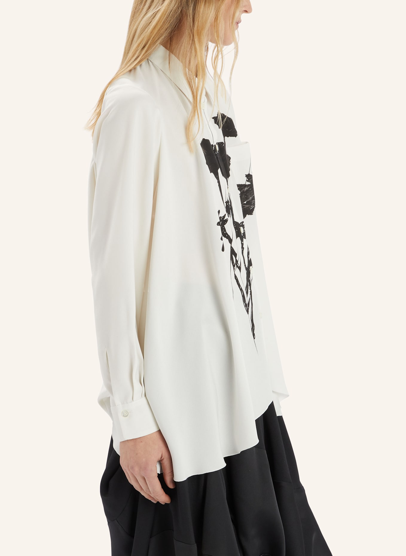 HIGH Hemdbluse THANK YOU aus Satin: WEISS