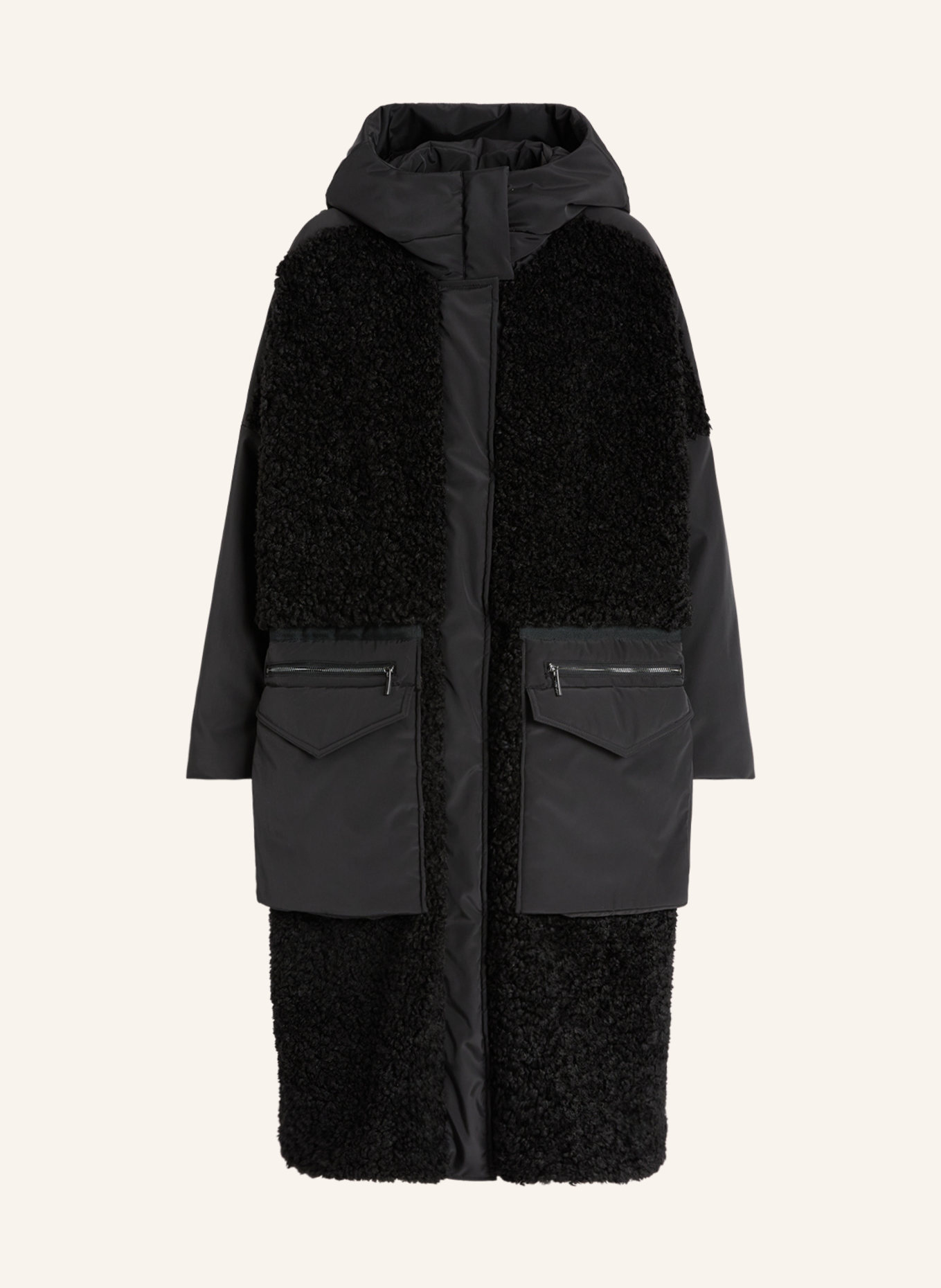 HIGH Parka ANNOTATE im Materialmix: SCHWARZ
