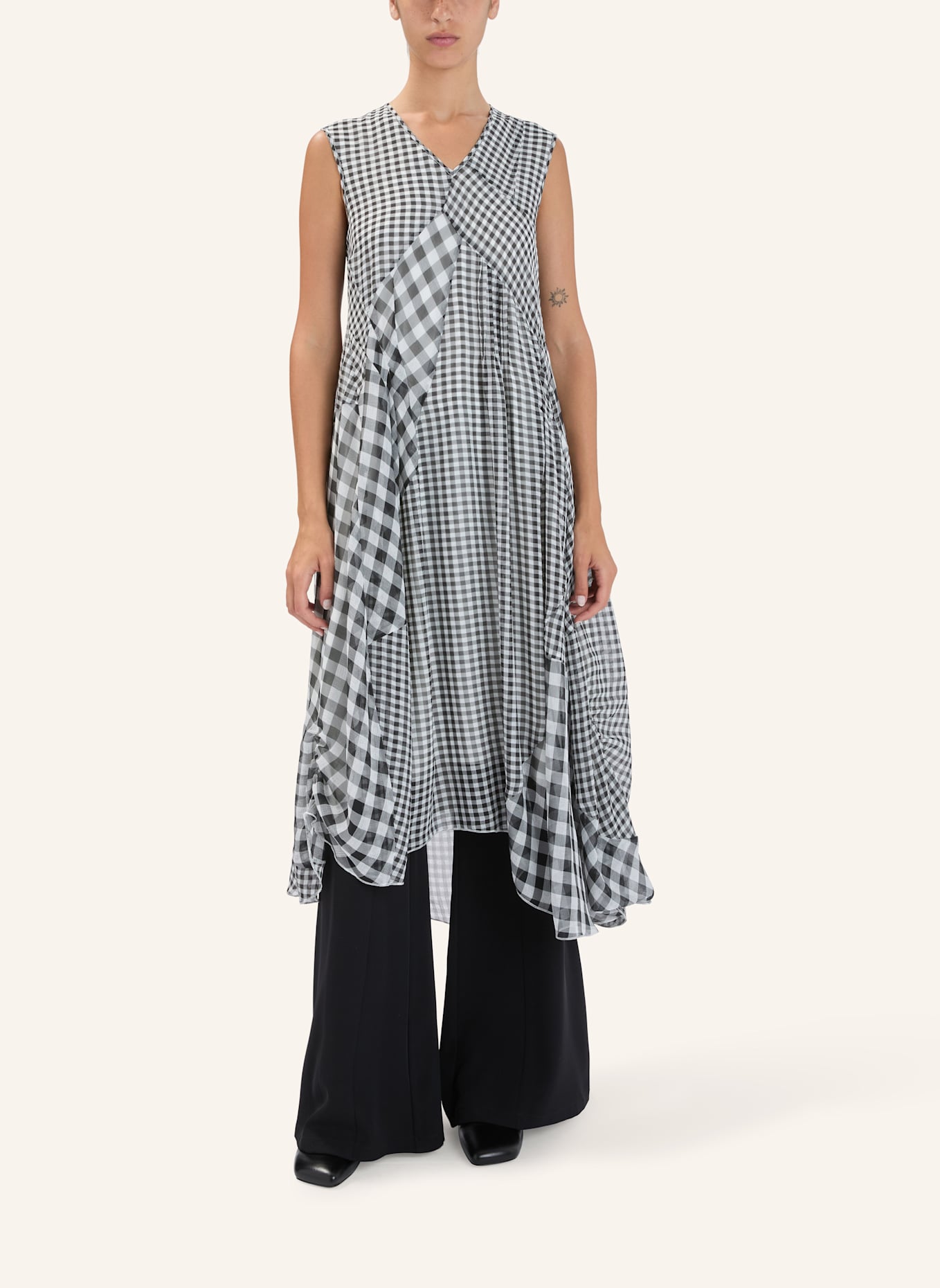 HIGH Karo-Kleid PORTAL: SCHWARZ