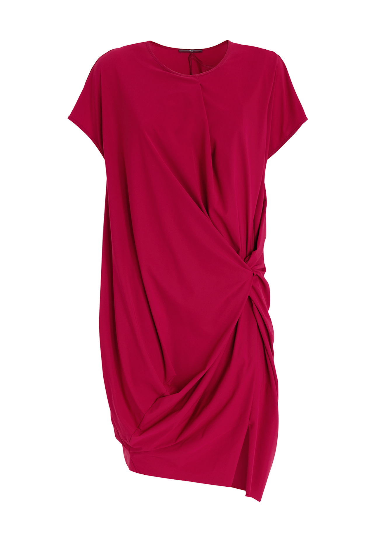 HIGH Kleid DELIGHFUL - Runder Ausschnitt. Kurze Flügelärmel. Seitliche Schleife: ROT