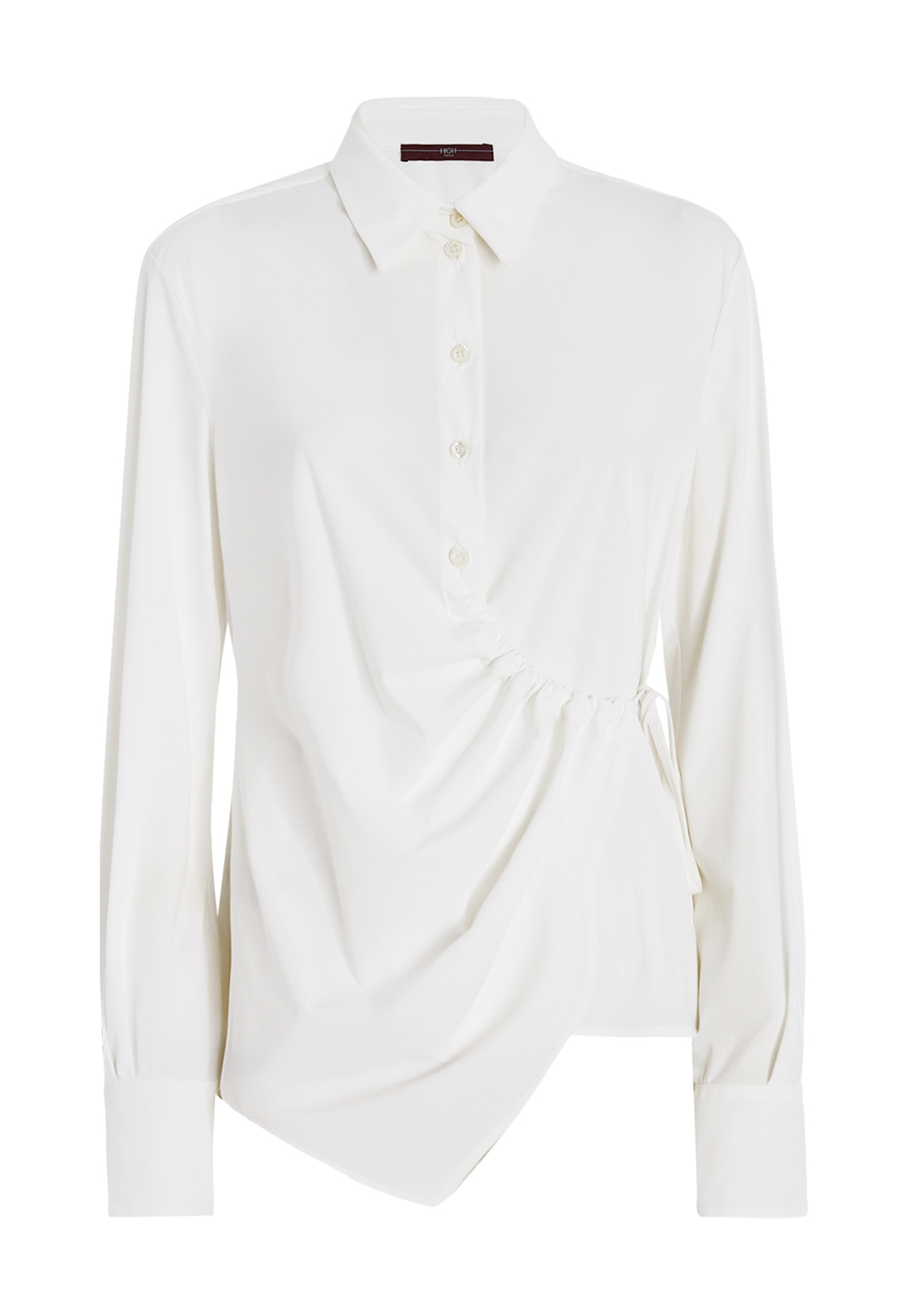 HIGH LAWN - Weiße Bluse aus Sensitive® mit Raffung: WEISSGOLD