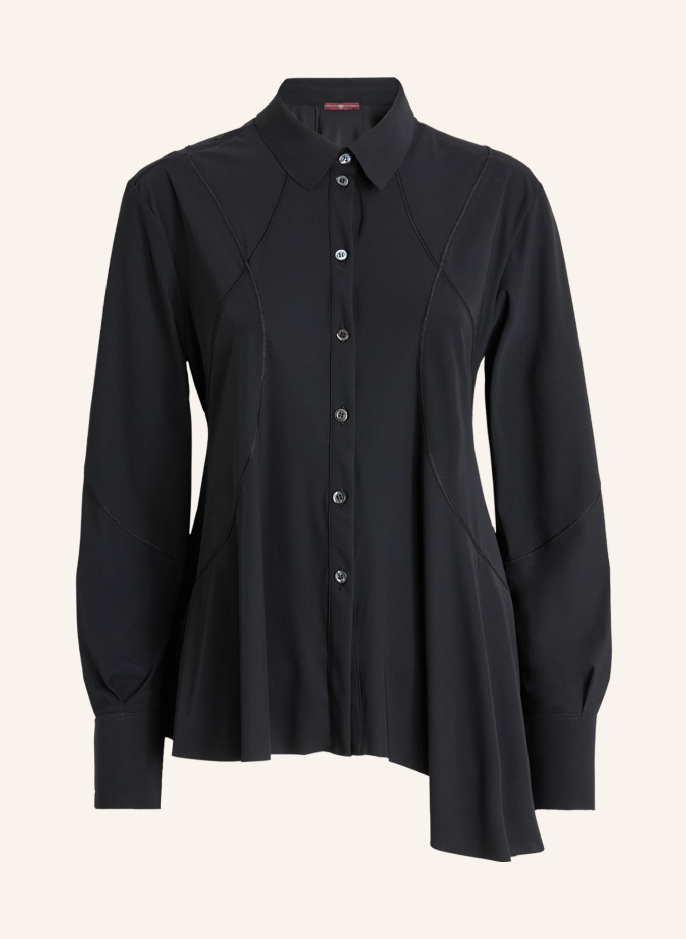 HIGH DEBONHAIR - Schwarze Bluse aus Sensitive® mit Sichtbrennen: SCHWARZ