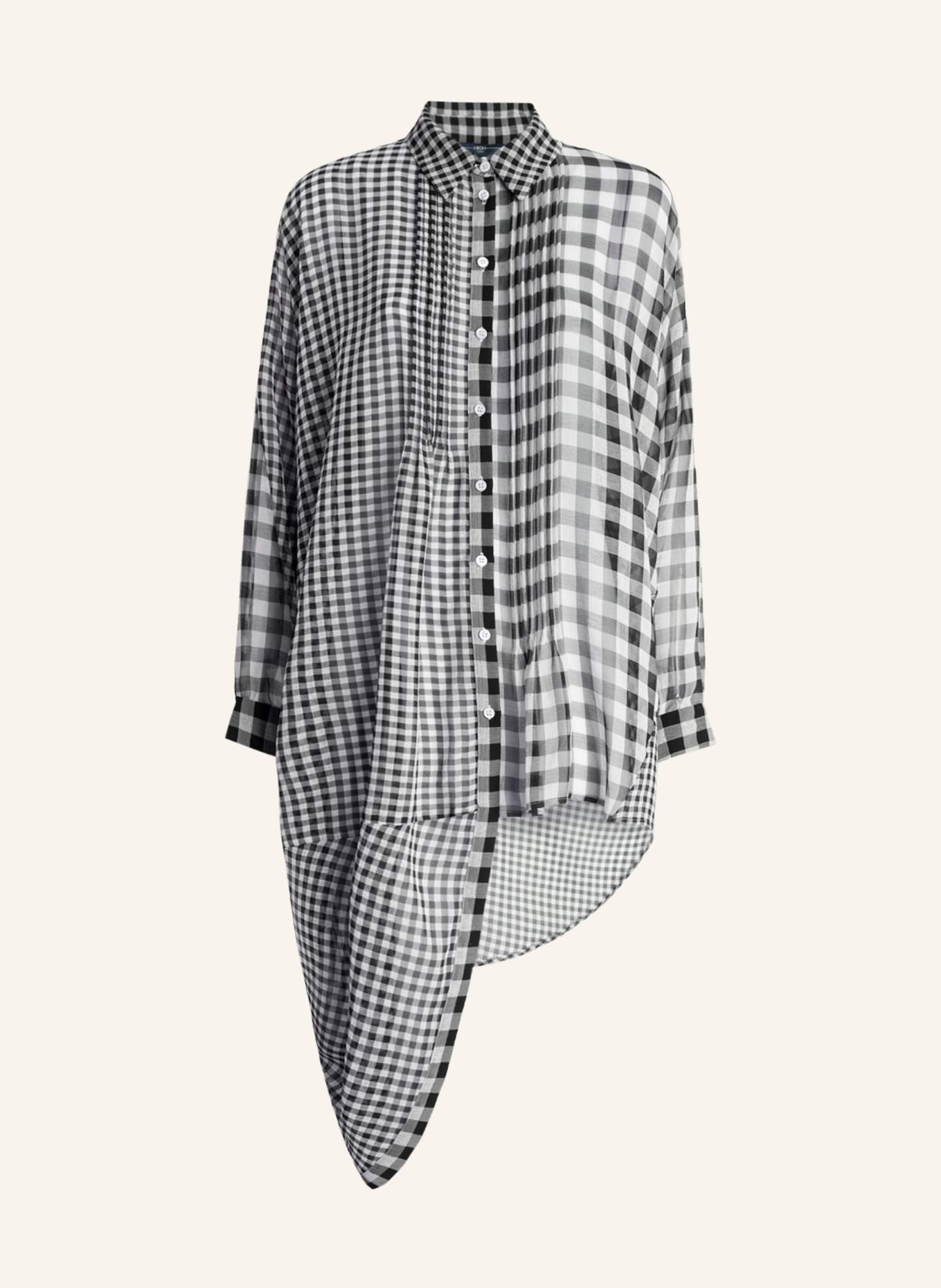 HIGH MUSKET - Asymmetrische Tunika aus schwarz-weißem Karo-Chiffon: SCHWARZ