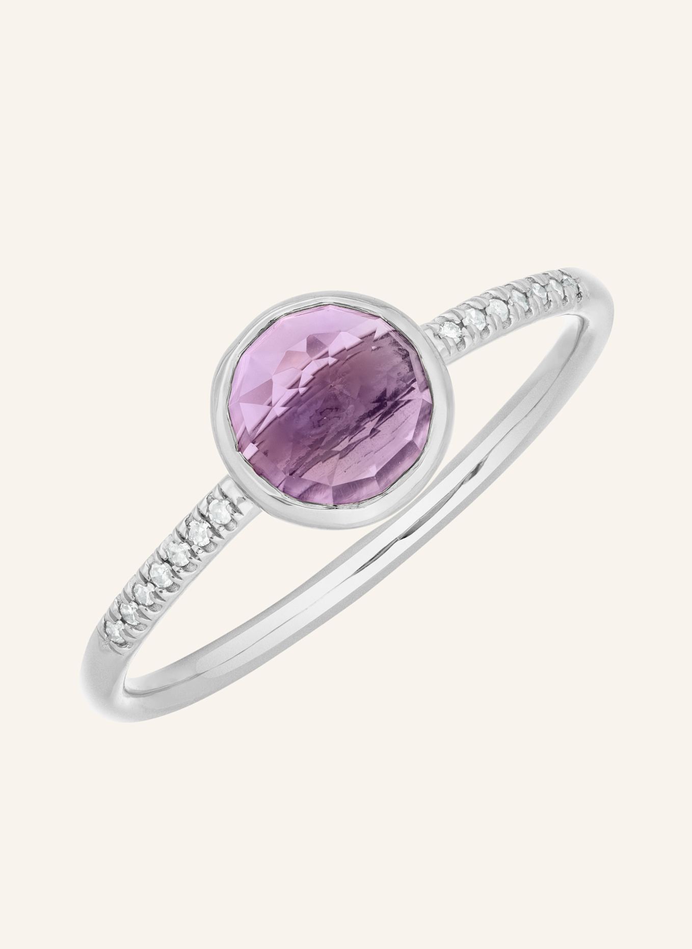 Leaf Ring AMETHYST aus 14 Karat Werißgold mit Diamanten, Farbe: WEISSGOLD (Bild 1)