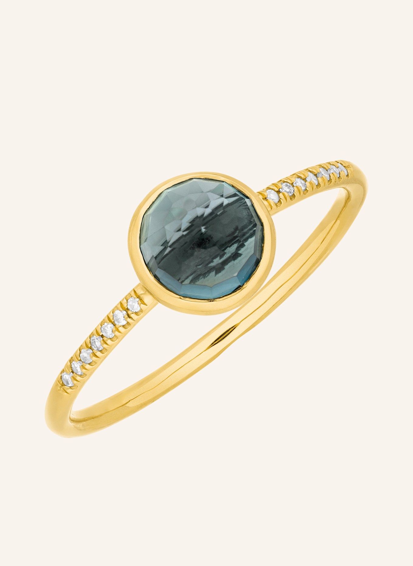 Leaf Ring BLUE TOPAS aus 14 Karat Gelbgold mit Diamanten, Farbe: GOLD (Bild 1)