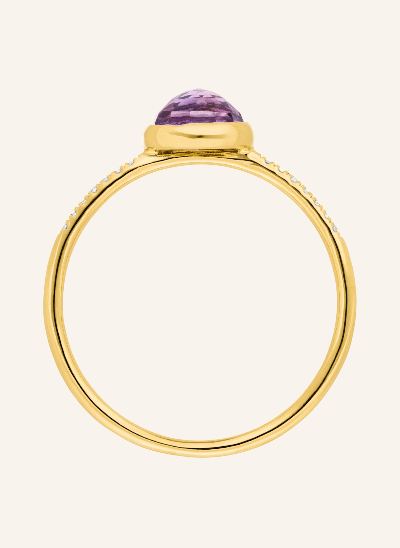 Leaf Ring AMETHYST aus 14 Karat Gelbgold mit Diamanten, Farbe: GOLD (Bild 3)