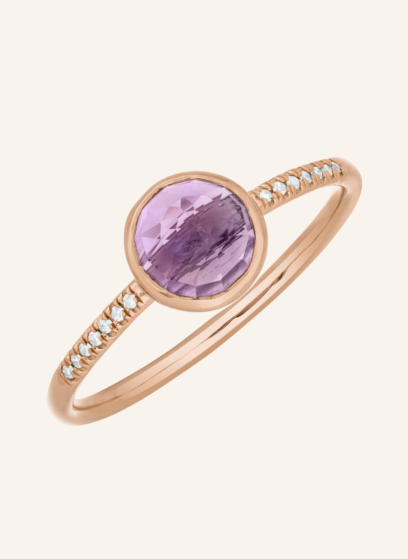 Leaf Ring AMETHYST aus 14 Karat Roségold mit Diamanten, Farbe: ROSÉGOLD (Bild 1)