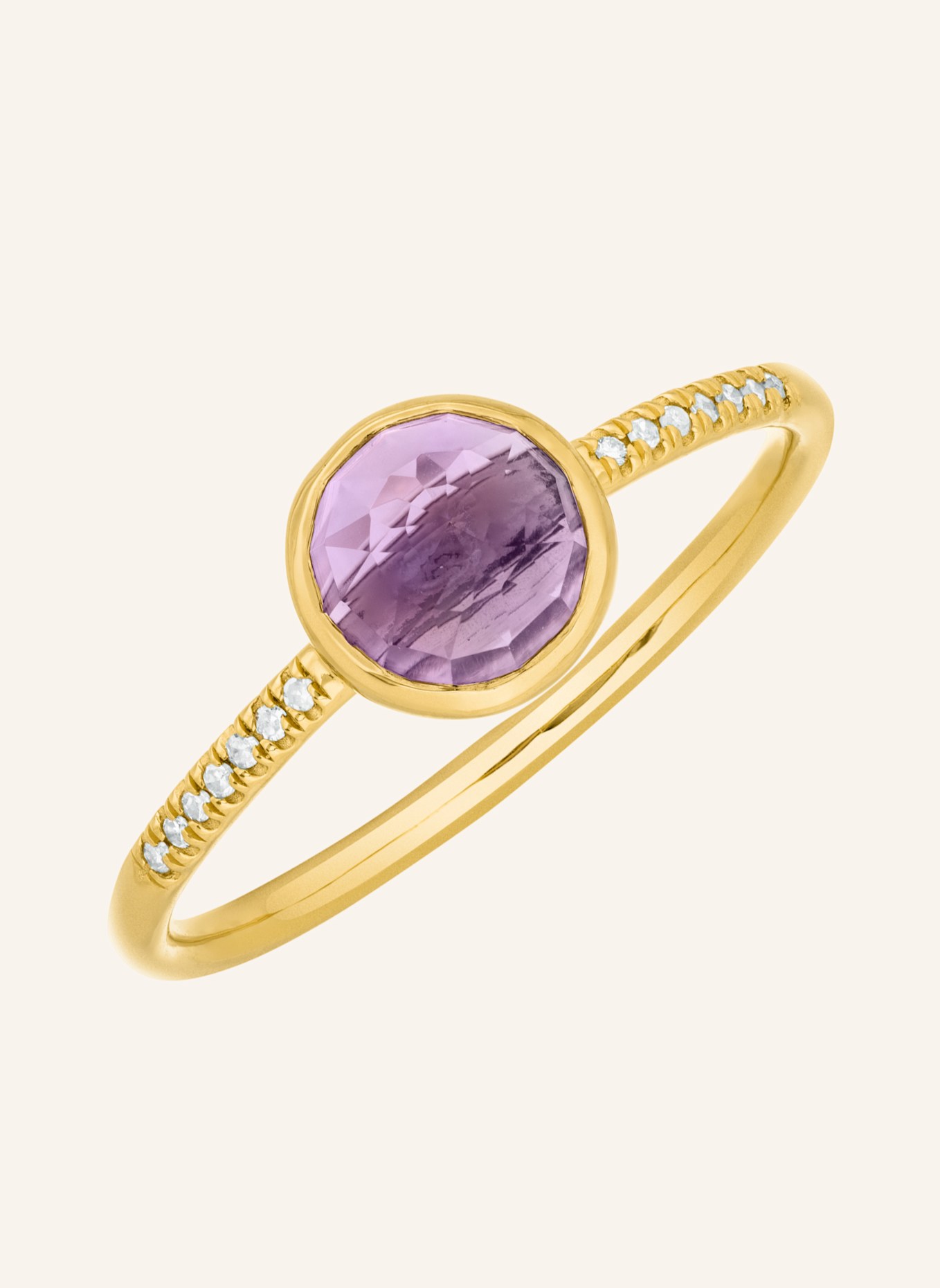 Leaf Ring AMETHYST aus 14 Karat Gelbgold mit Diamanten, Farbe: GOLD (Bild 1)