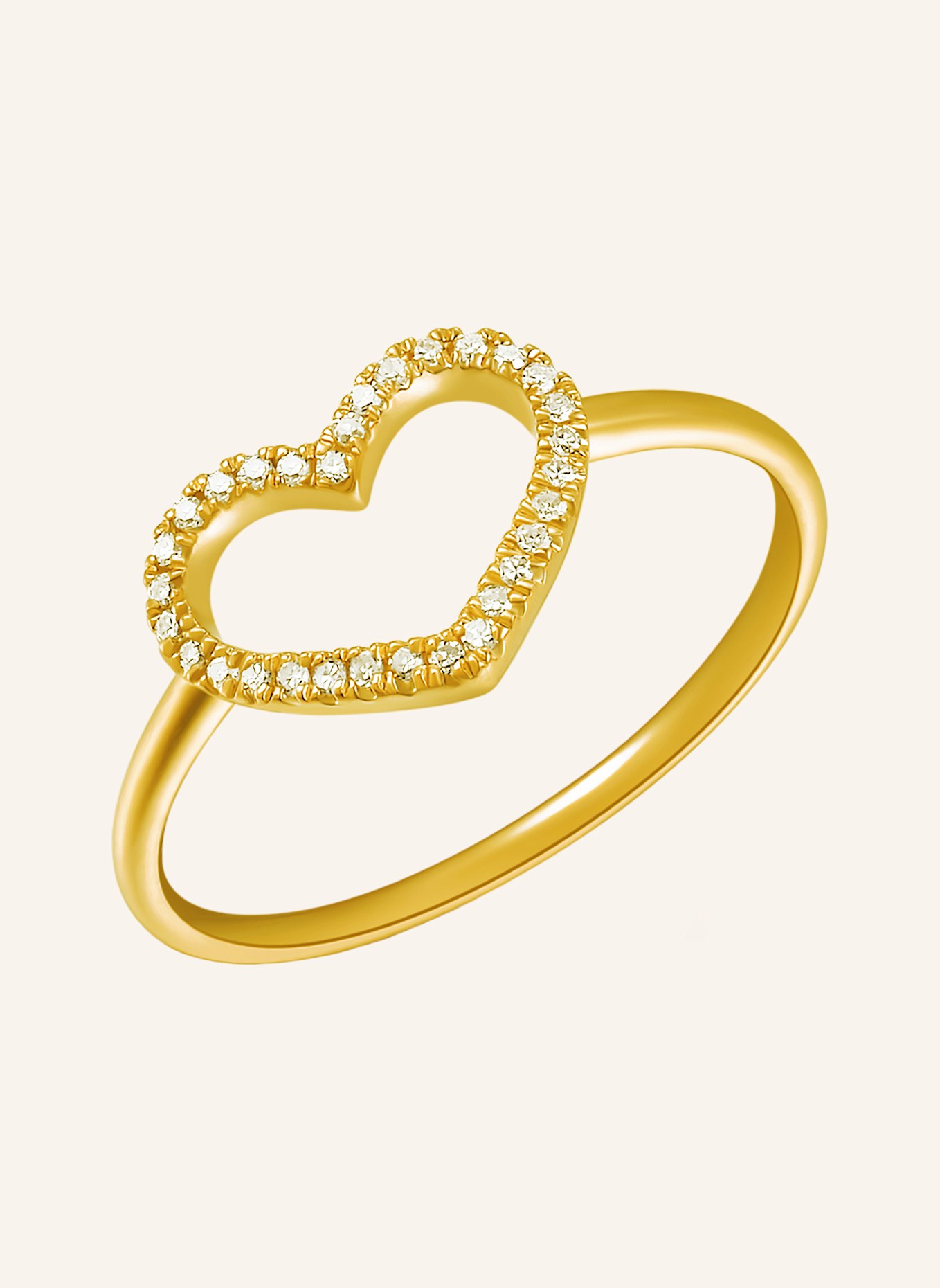 Leaf Ring HERZ aus 18 Karat Gelbgold mit Diamanten, Farbe: GOLD (Bild 1)