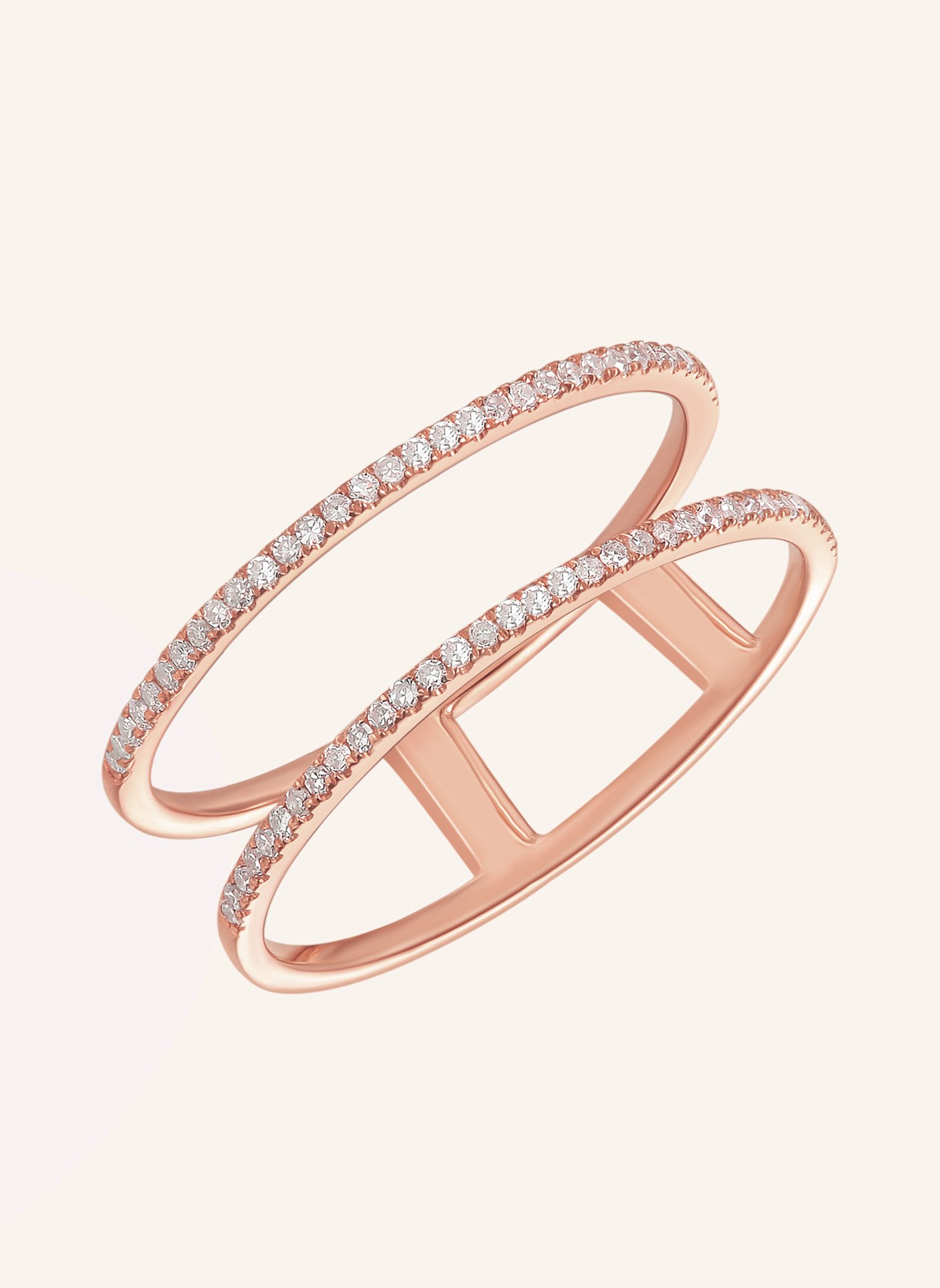 Leaf Ring DOUBLE aus 18 Karat Rosegold mit Diamanten, Farbe: ROSÉGOLD (Bild 1)