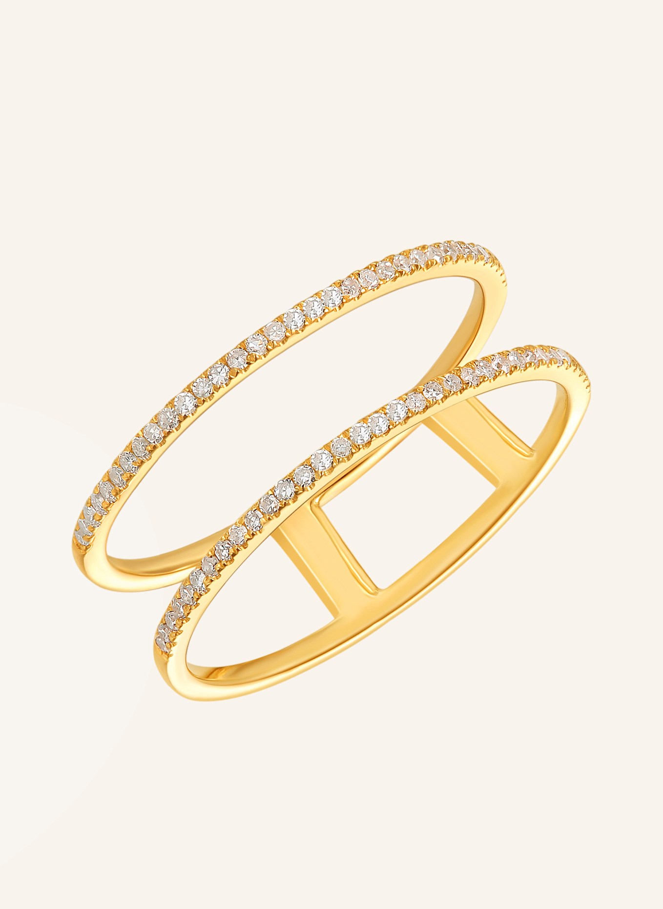 Leaf Ring DOUBLE aus 18 Karat Gelbgold mit Diamanten, Farbe: GOLD (Bild 1)