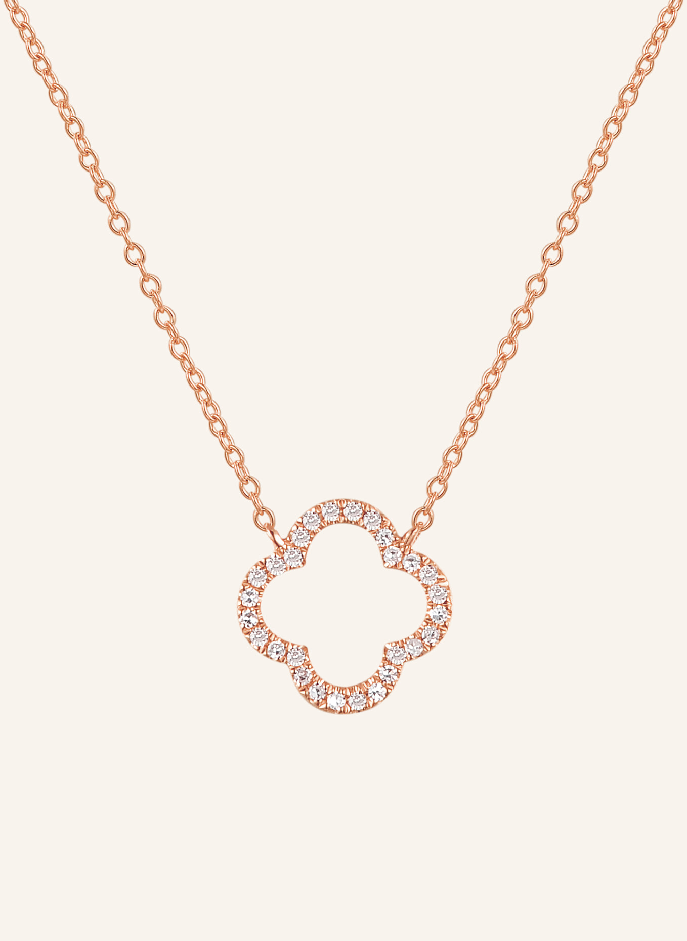 Leaf Halskette CLOVER aus 18 Karat Roségold mit Diamanten: ROSÉGOLD