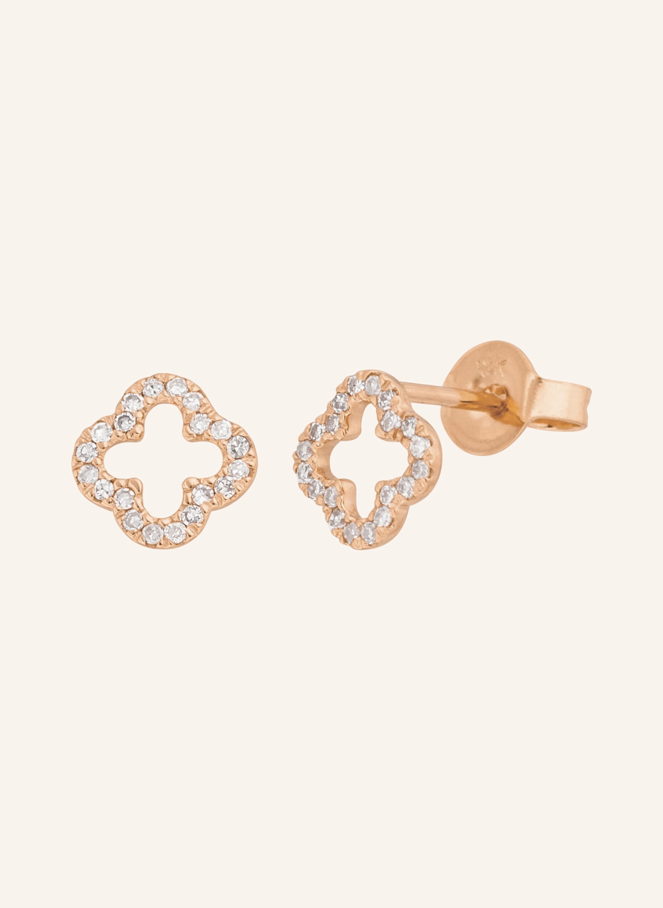 Leaf Ohrstecker CLOVER 18 Karat Rosegold mit Diamanten: ROSÉGOLD
