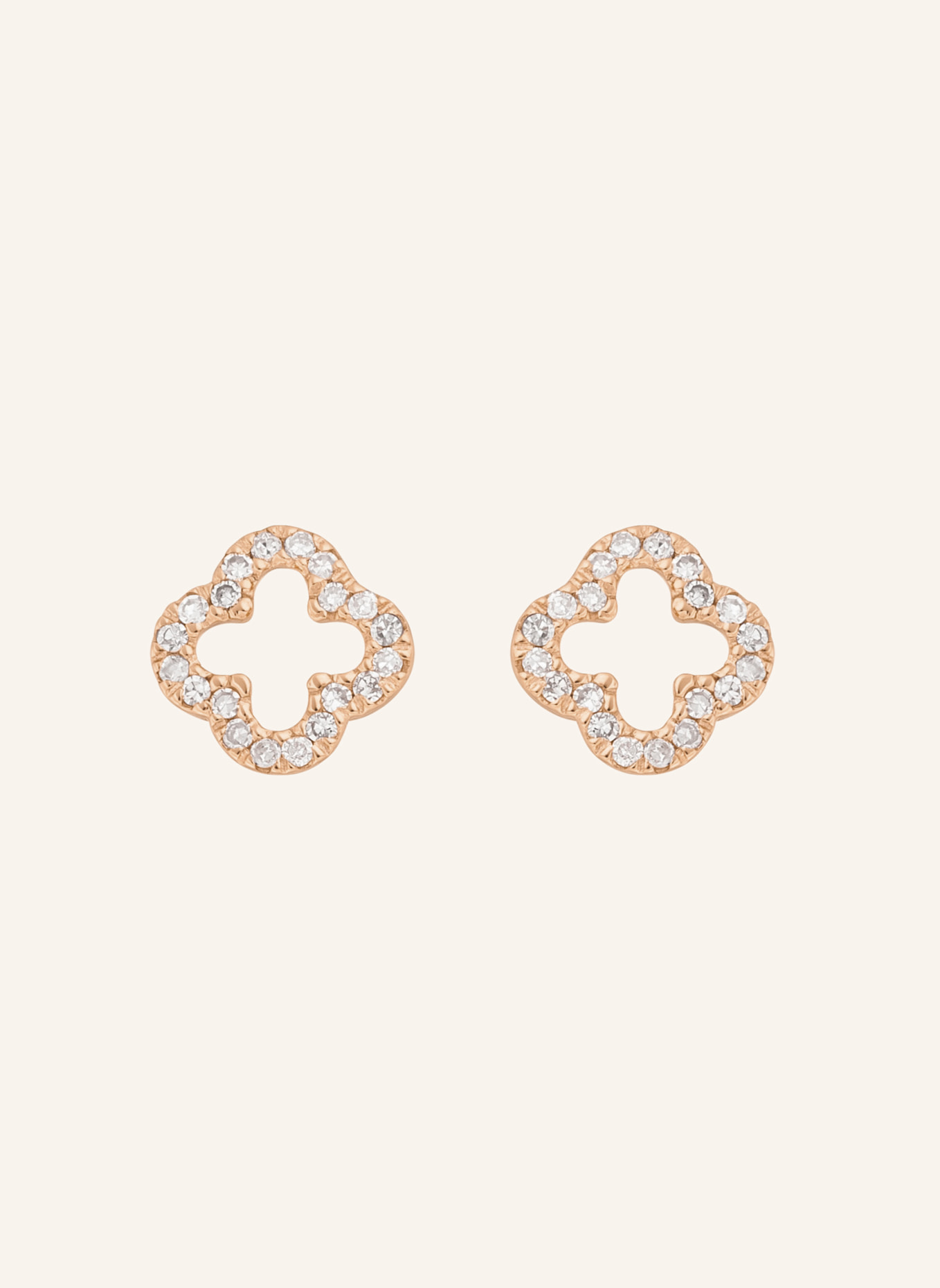 Leaf Ohrstecker CLOVER 18 Karat Rosegold mit Diamanten: ROSÉGOLD