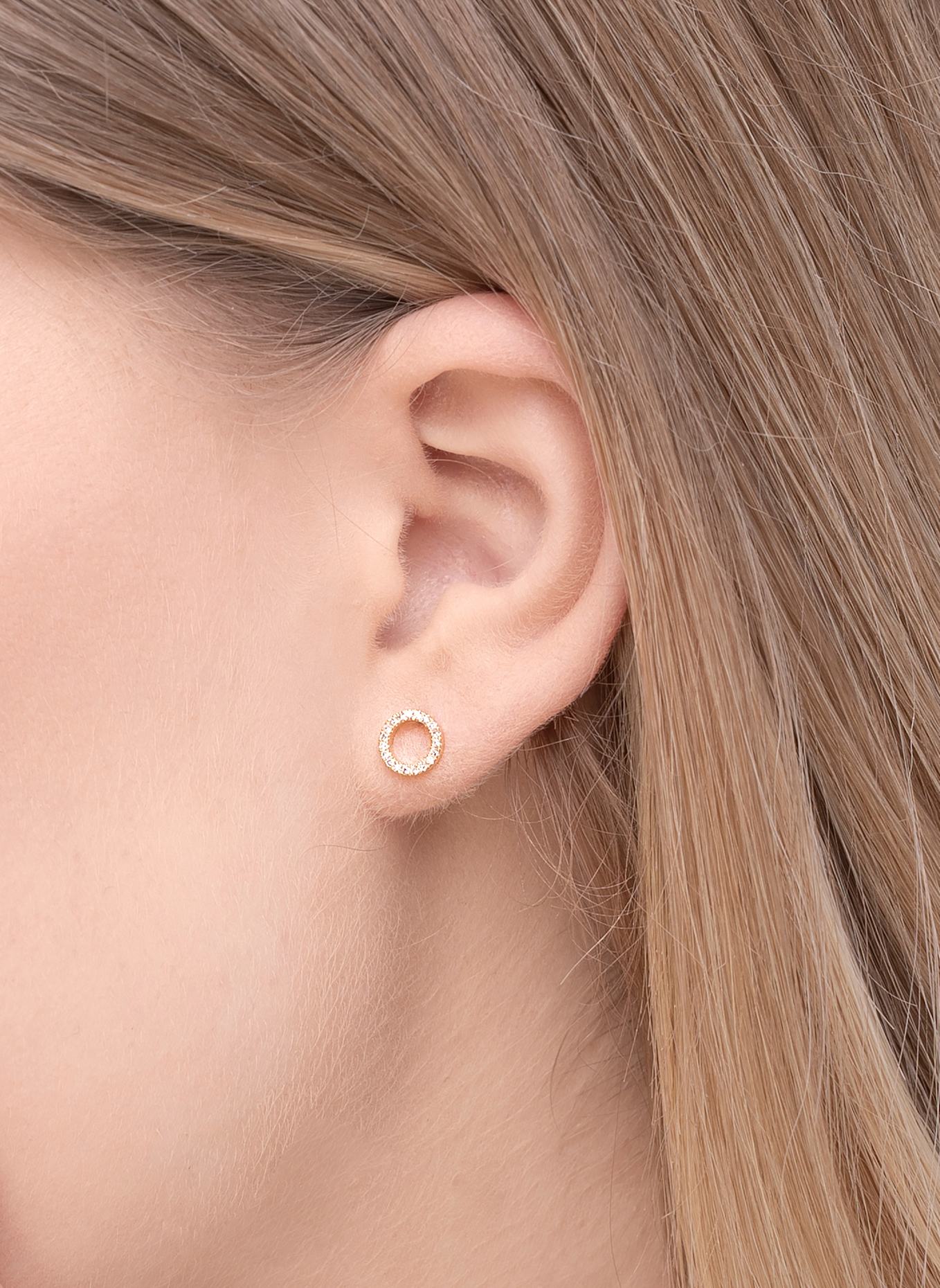 Leaf Ohrstecker CIRCLE 18 Karat Gelbgold mit Diamanten: GOLD